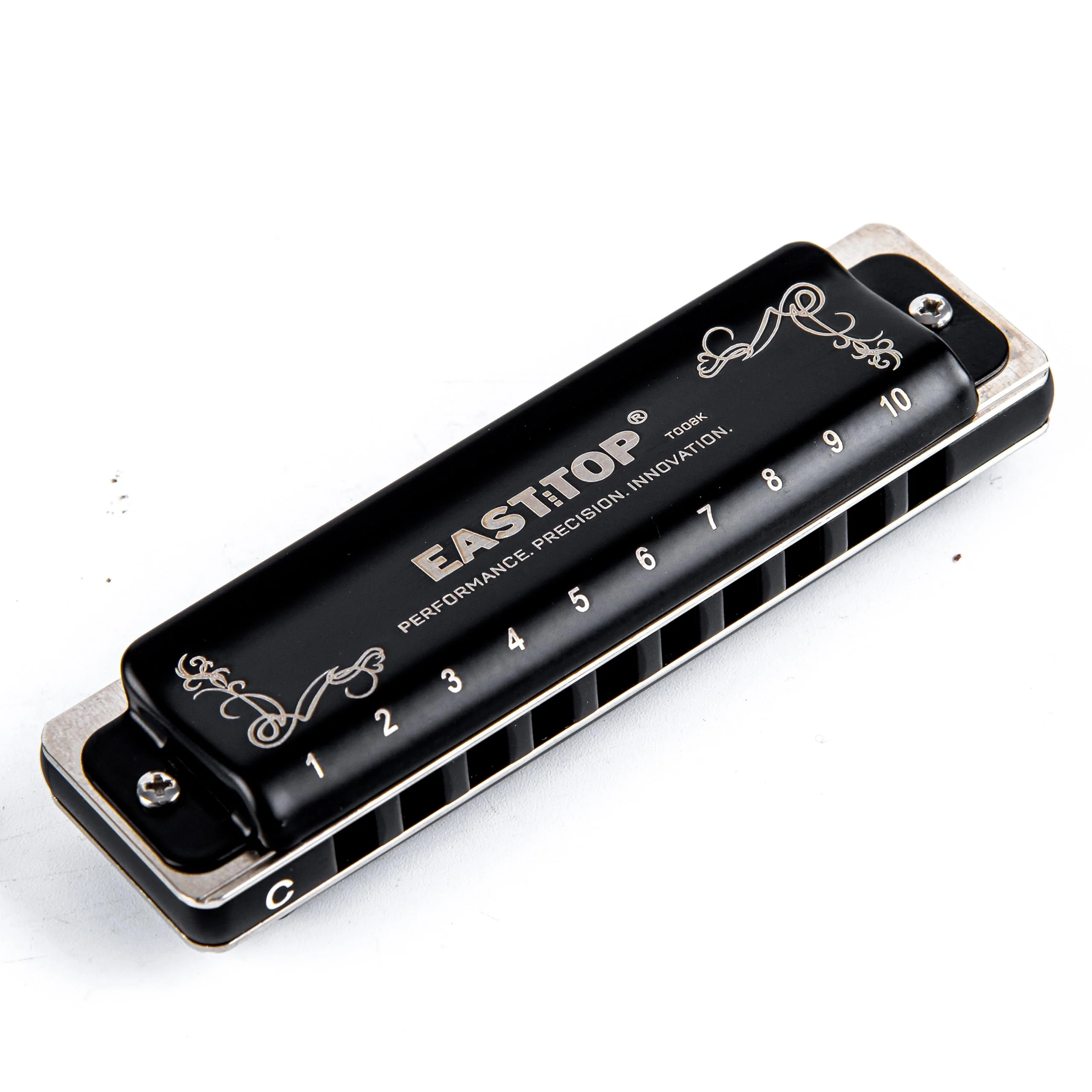 EAST TOP T008K 2.0 Update Harmonica Key of C, 10 Holes Diatonic Mouth Organ with Zipper Case, Standard Deluxe Harmonica For All Levels, Professionals, Beginners and Students, as a Gift BLACK-C - Image 2