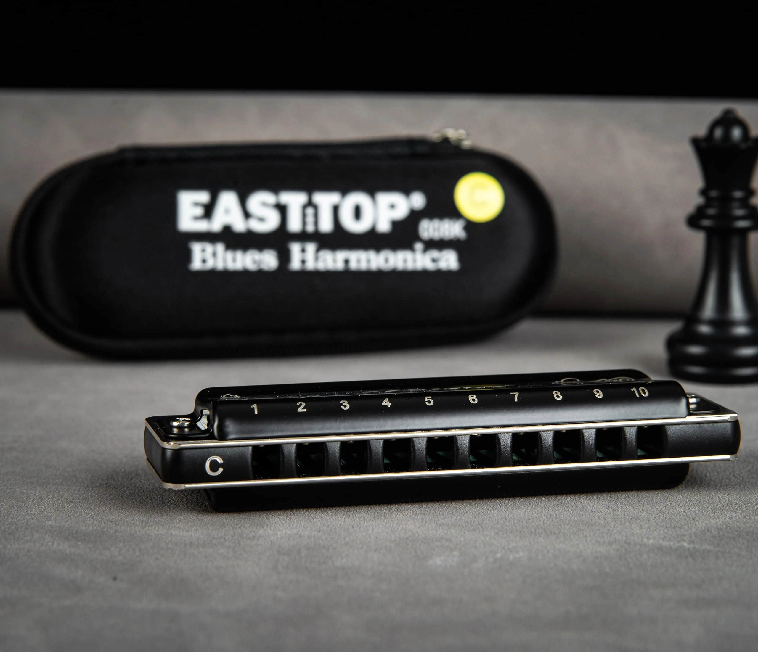 EAST TOP T008K 2.0 Update Harmonica Key of C, 10 Holes Diatonic Mouth Organ with Zipper Case, Standard Deluxe Harmonica For All Levels, Professionals, Beginners and Students, as a Gift BLACK-C - Image 5