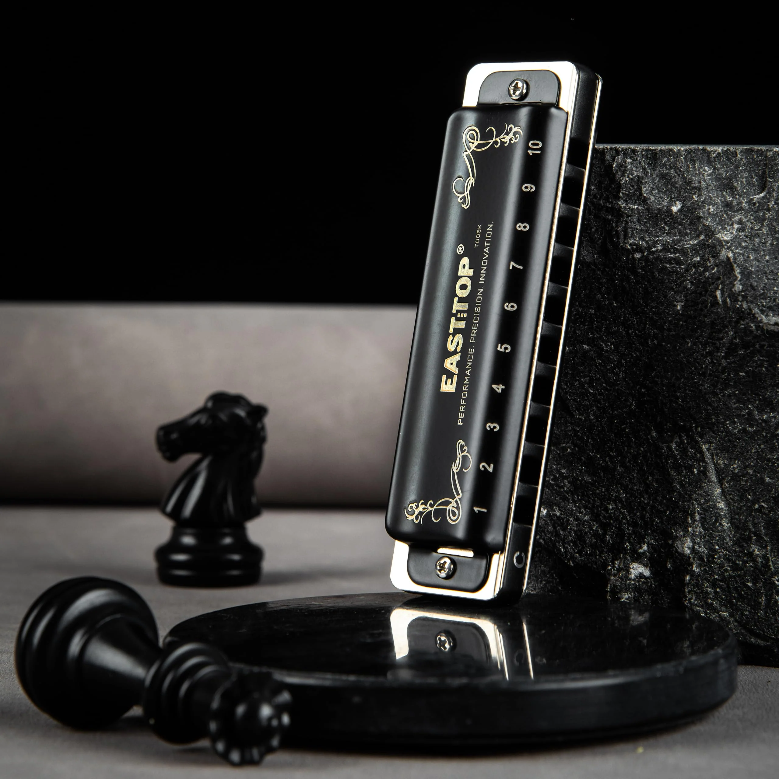 EAST TOP T008K 2.0 Update Harmonica Key of D, 10 Holes Diatonic Mouth Organ with Zipper Case, Standard Deluxe Harmonica For All Levels, Professionals, Beginners and Students, as a Gift BLACK-D - Image 4