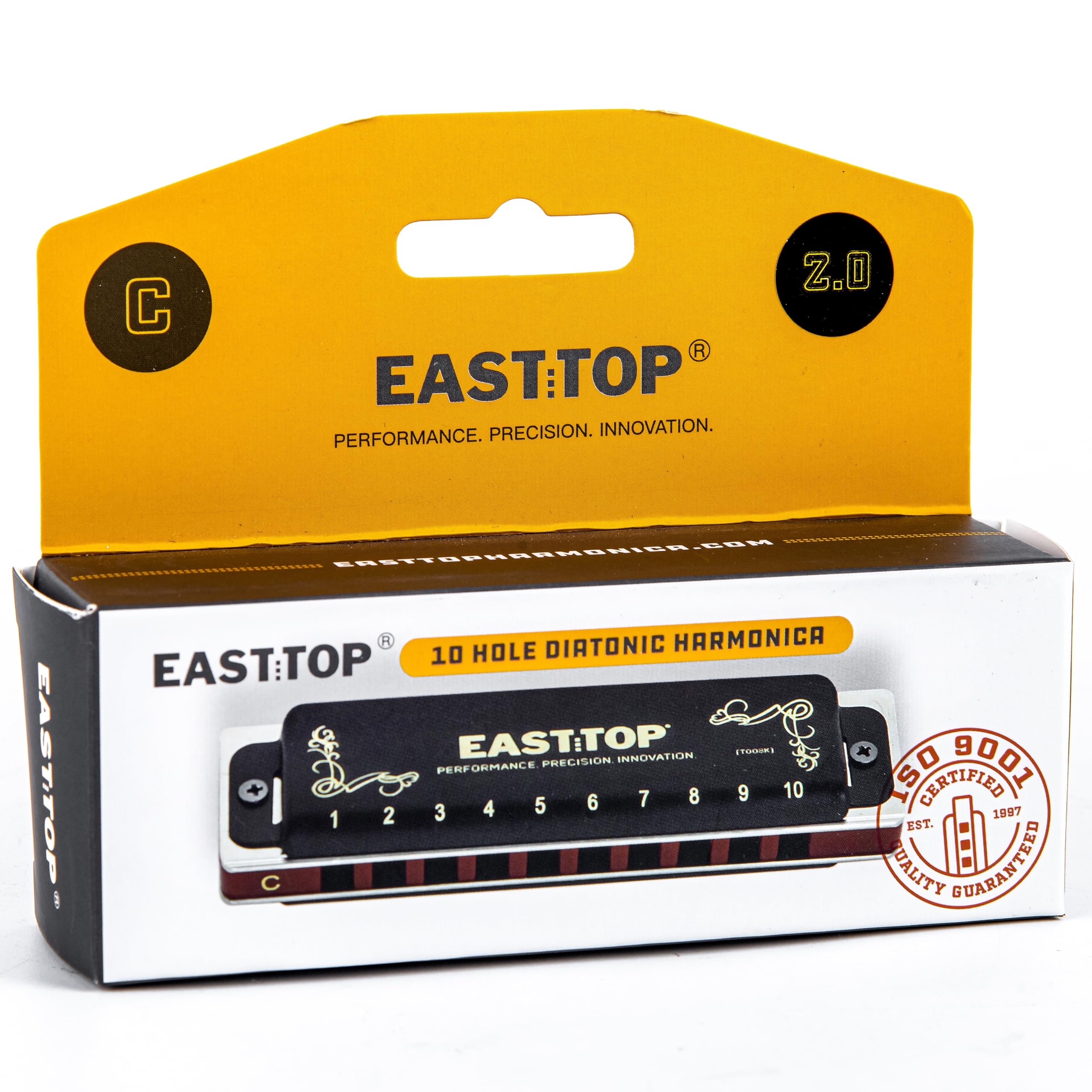 EAST TOP T008K 2.0 Update Harmonica Key of D, 10 Holes Diatonic Mouth Organ with Zipper Case, Standard Deluxe Harmonica For All Levels, Professionals, Beginners and Students, as a Gift BLACK-D - Image 6