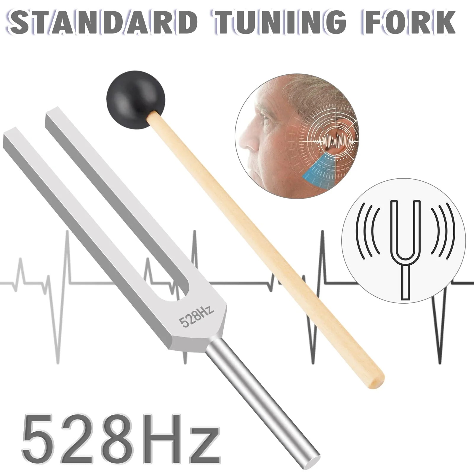 EASTROCK 528 Hz Tuning Fork with Silicone Hammer and Cleaning Cloth,Clinical Grade Nerve/Sensory for Perfect Healing Musical Instrument and Stress Reliever Healing Tuning Fork 528HZ - Image 2