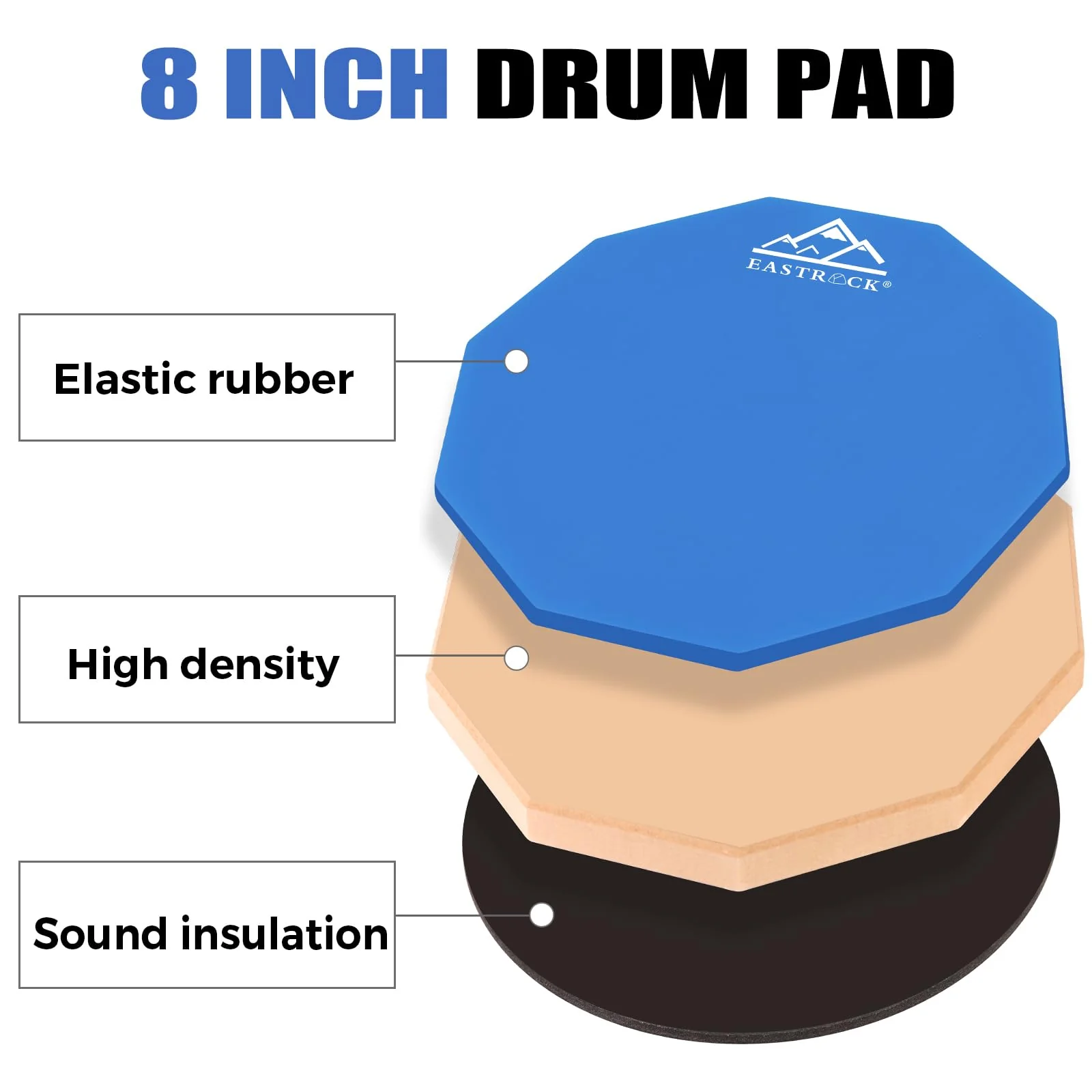 EASTROCK 8 Inches Practice Drum Pad, Double Sided Drum Pad, Silicone Dumb Drum for Beginners,Blue blue 8 inches - Image 4