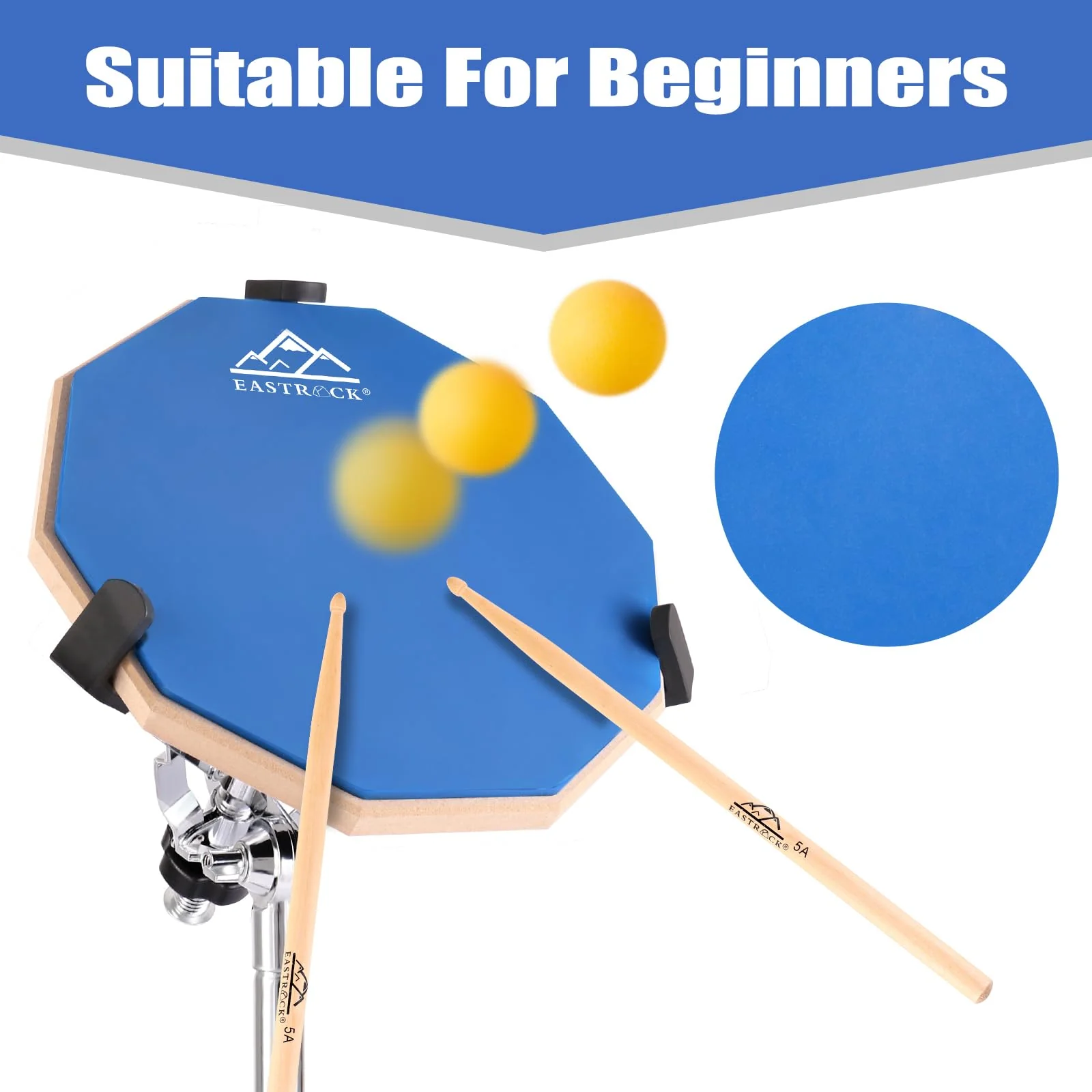 EASTROCK 8 Inches Practice Drum Pad, Double Sided Drum Pad, Silicone Dumb Drum for Beginners,Blue blue 8 inches - Image 5