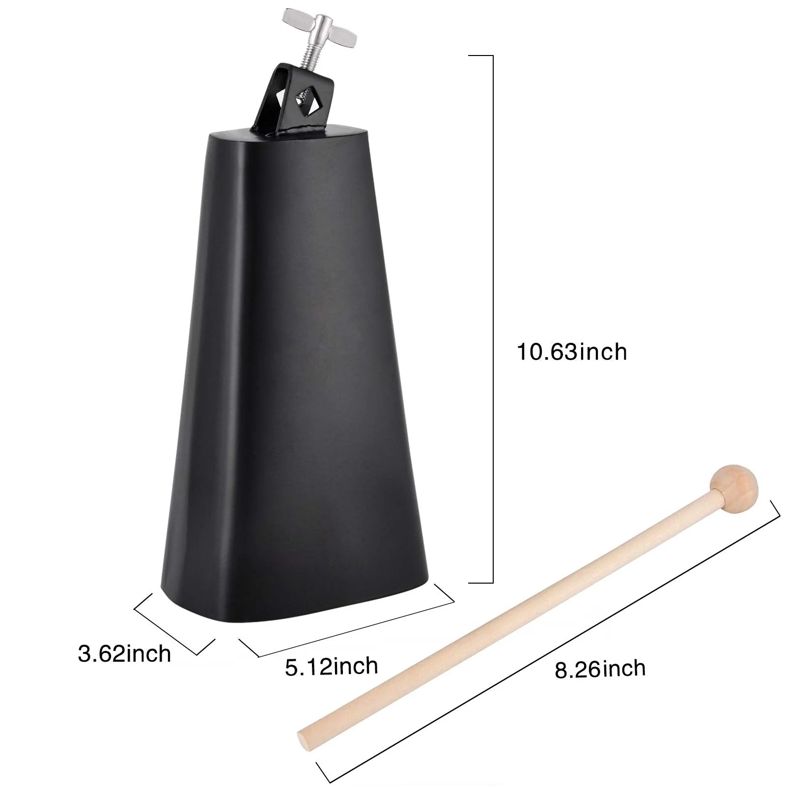 Eastrock 9 inch Metal Steel Cow Bells Noise Makers Hand Percussion Cowbell with Stick for Drum Set 9'' - Image 2