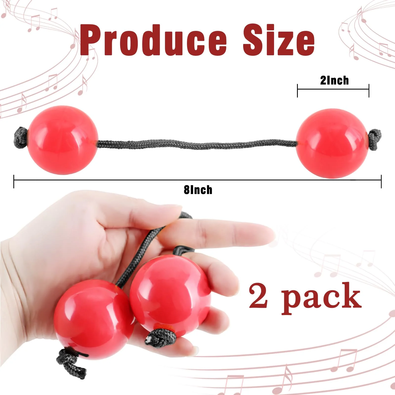 EASTROCK African Rhythms Aslatua Shakers Kashaka Musical Percussion Instruments Kashaka Instrument for Adults Beginners （Red） Red - Image 2
