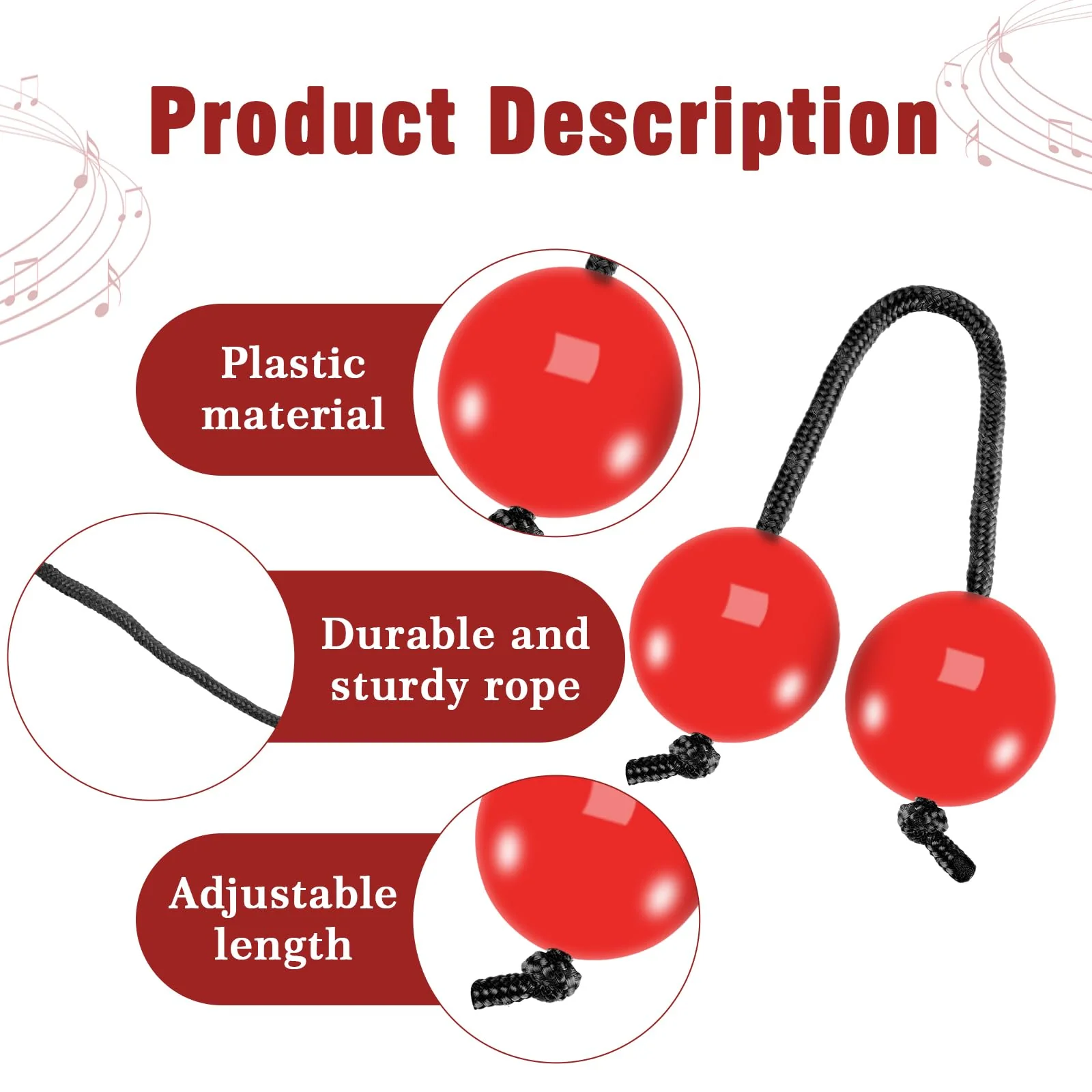 EASTROCK African Rhythms Aslatua Shakers Kashaka Musical Percussion Instruments Kashaka Instrument for Adults Beginners （Red） Red - Image 3