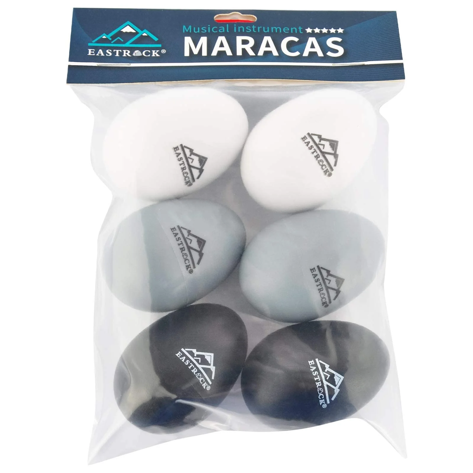 EastRock Egg Shakers Set 6 PCS Hand Percussion Shakers Musical Maracas Percussion Instruments black,white,gray - Image 7