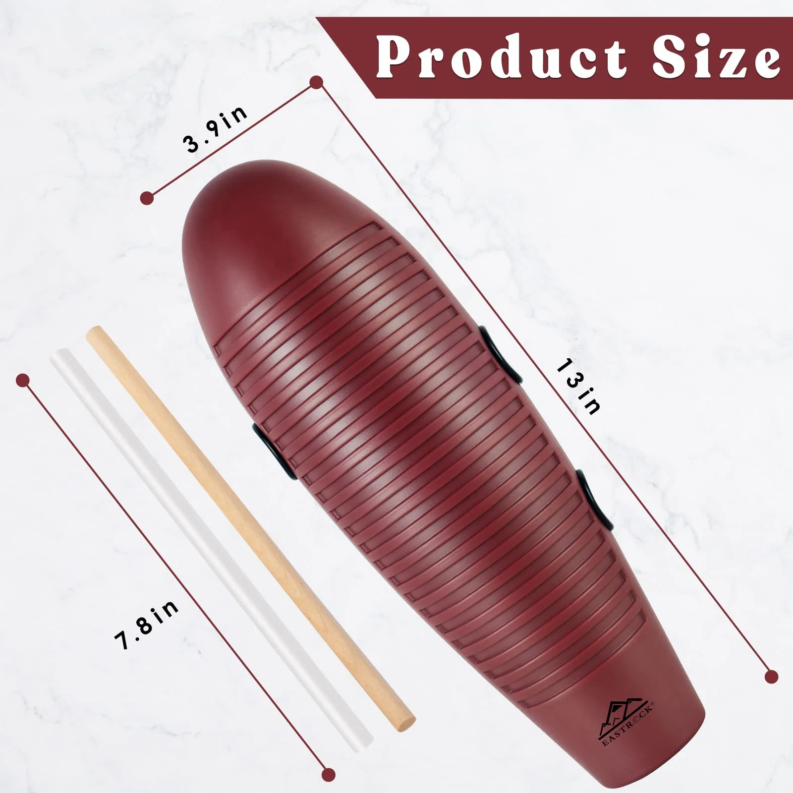 EASTROCK Guiro Instrument 3.9"x13" Fish Shaped Latin Percussion Instrument with 2 Scrapers Guiro Instrument Musical Training Tool for Beginners and Professional Band Accompaniment Large Redbrown - Image 2