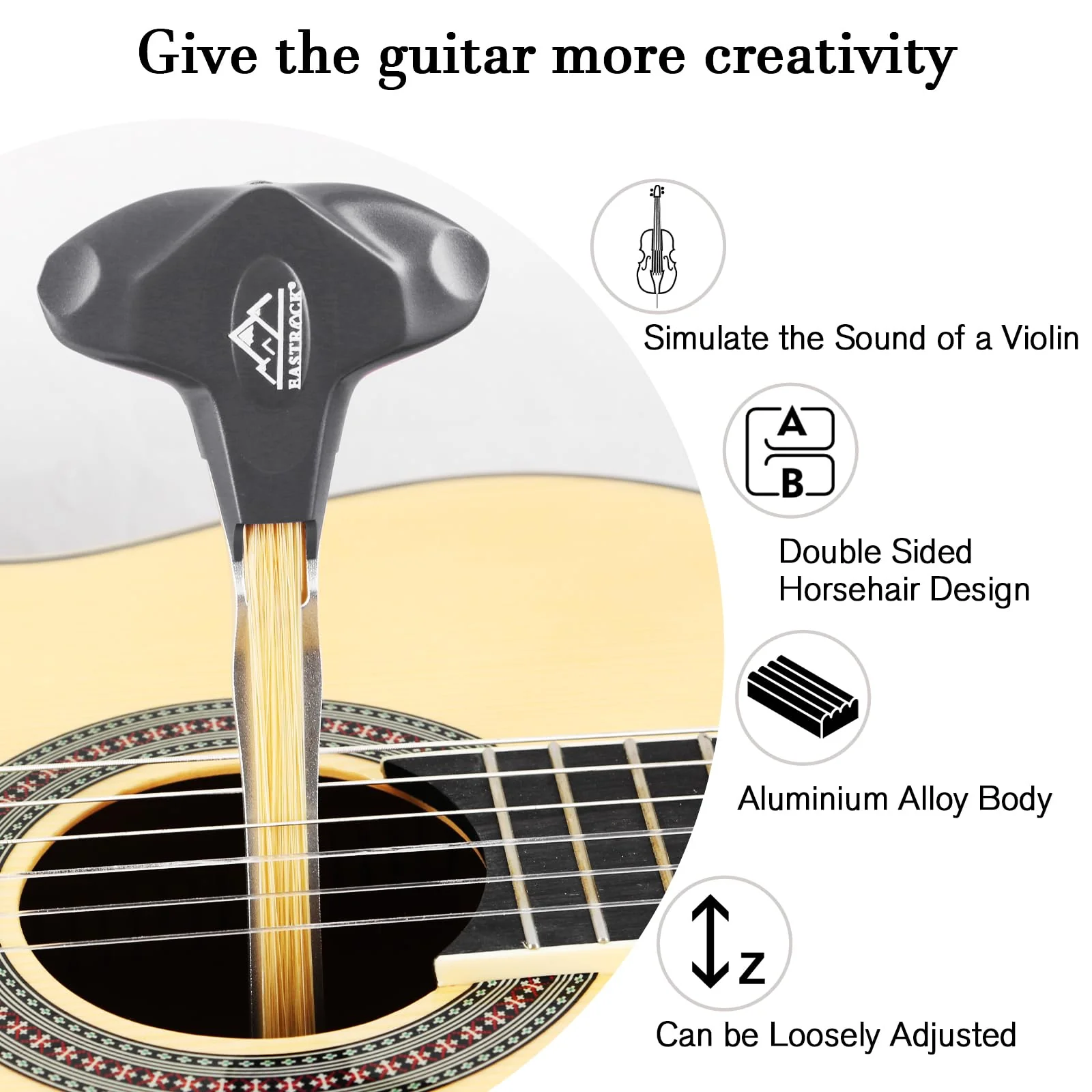 EASTROCK Guitar Bow, 2-in-1 Real Horsehair Guitar Bow for Acoustic, Create Violin & Cello-Like Sounds, Christmas Birthday Gift for Guitar Player and Music Lover, Long Black - Image 4