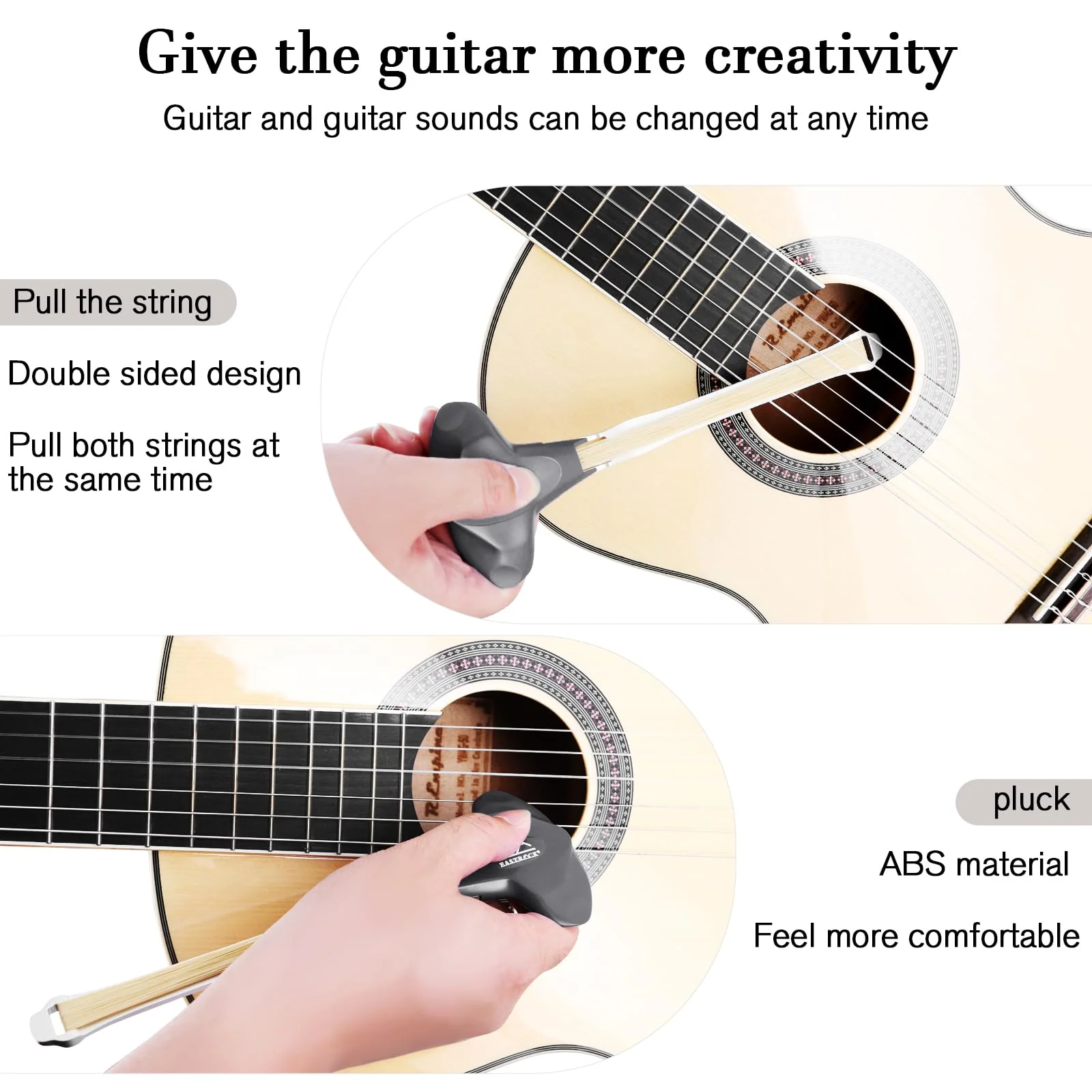 EASTROCK Guitar Bow, 2-in-1 Real Horsehair Guitar Bow for Acoustic, Create Violin & Cello-Like Sounds, Christmas Birthday Gift for Guitar Player and Music Lover, Long Black - Image 5