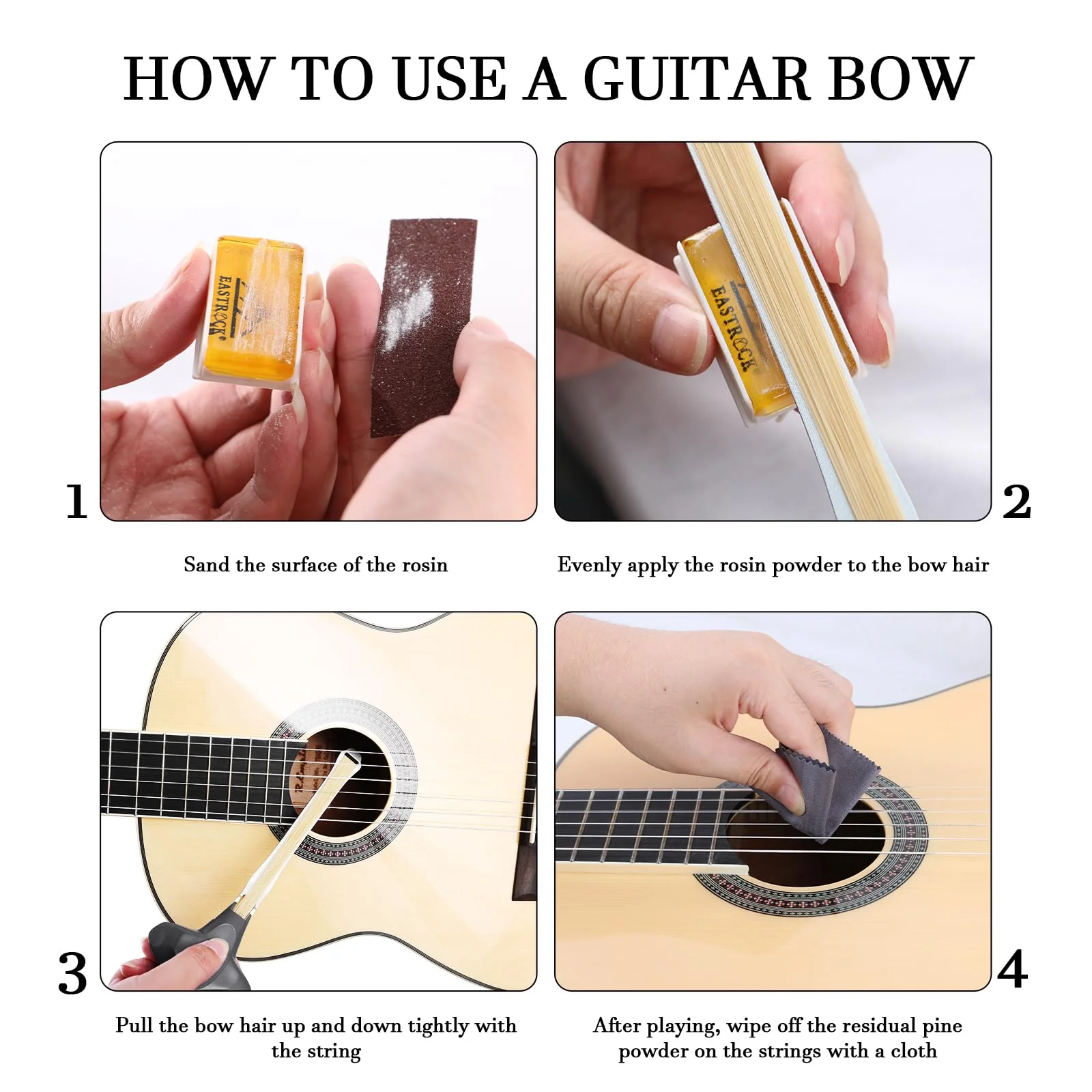 EASTROCK Guitar Bow, 2-in-1 Real Horsehair Guitar Bow for Acoustic, Create Violin & Cello-Like Sounds, Christmas Birthday Gift for Guitar Player and Music Lover, Long Black - Image 6