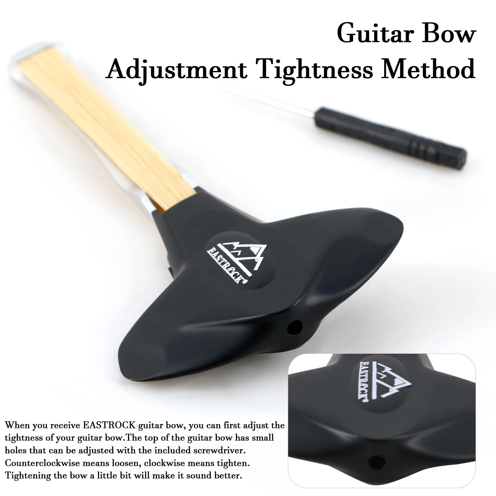 EASTROCK Guitar Bow, 2-in-1 Real Horsehair Guitar Bow for Acoustic, Create Violin & Cello-Like Sounds, Christmas Birthday Gift for Guitar Player and Music Lover, Short Black - Image 3