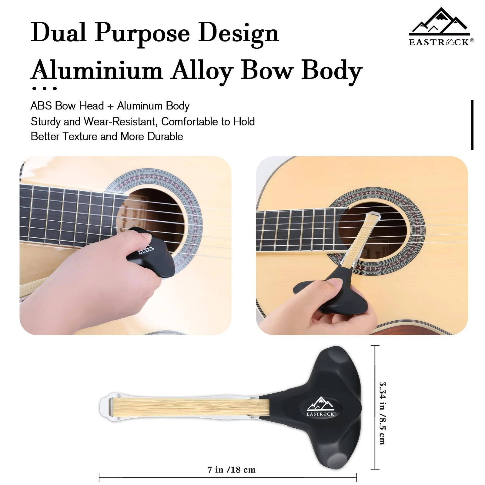 EASTROCK Guitar Bow, 2-in-1 Real Horsehair Guitar Bow for Acoustic, Create Violin & Cello-Like Sounds, Christmas Birthday Gift for Guitar Player and Music Lover, Short Black - Image 5