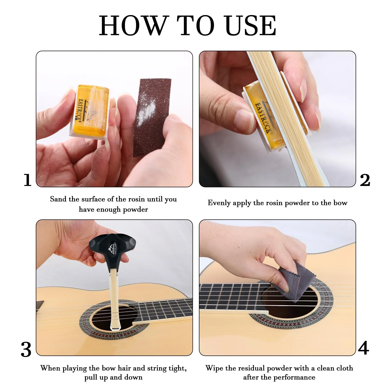 EASTROCK Guitar Bow, 2-in-1 Real Horsehair Guitar Bow for Acoustic, Create Violin & Cello-Like Sounds, Christmas Birthday Gift for Guitar Player and Music Lover, Short Black - Image 6