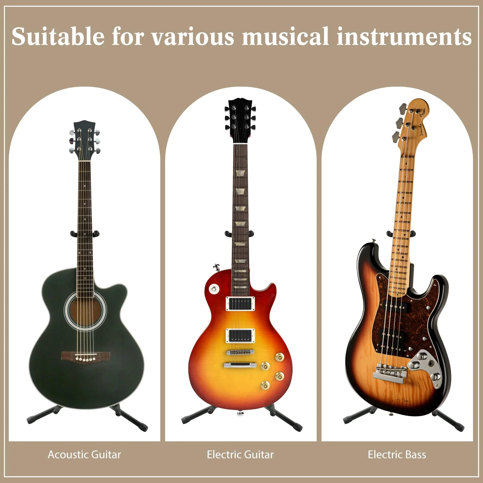 EASTROCK Guitar Stand - Guitar Stands Floor Adjustable Folding Guitar Stand for Acoustic Electric Bass Guitar Banjo Mandolin, Black Tripod with Foam Padding & Non-Slip Feet (1PACK) 1PACK - Image 4