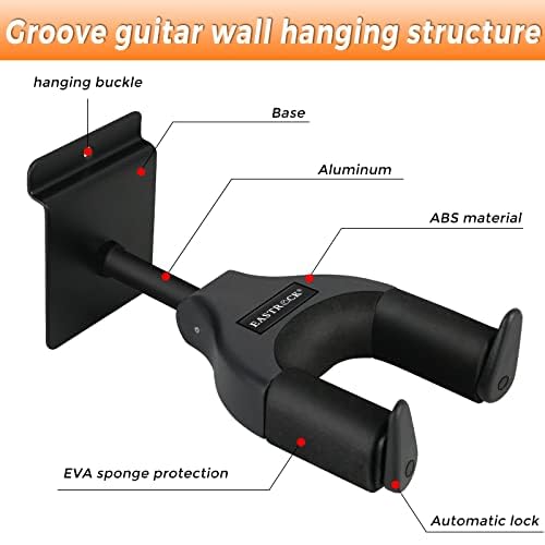 EASTROCK Guitar Wall Mount Hanger Auto Lock,Guitar Hanger Wall Hook Holder Stand for Acoustic, Electric, Classical, Bass Guitar Stand，Guitar Accessories (darkD) darkD - Image 5