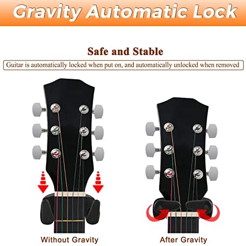 EASTROCK Guitar Wall Mount Hanger Auto Lock,Guitar Hanger Wall Hook Holder Stand for Acoustic, Electric, Classical, Bass Guitar Stand，Guitar Accessories (darkD) darkD - Image 6
