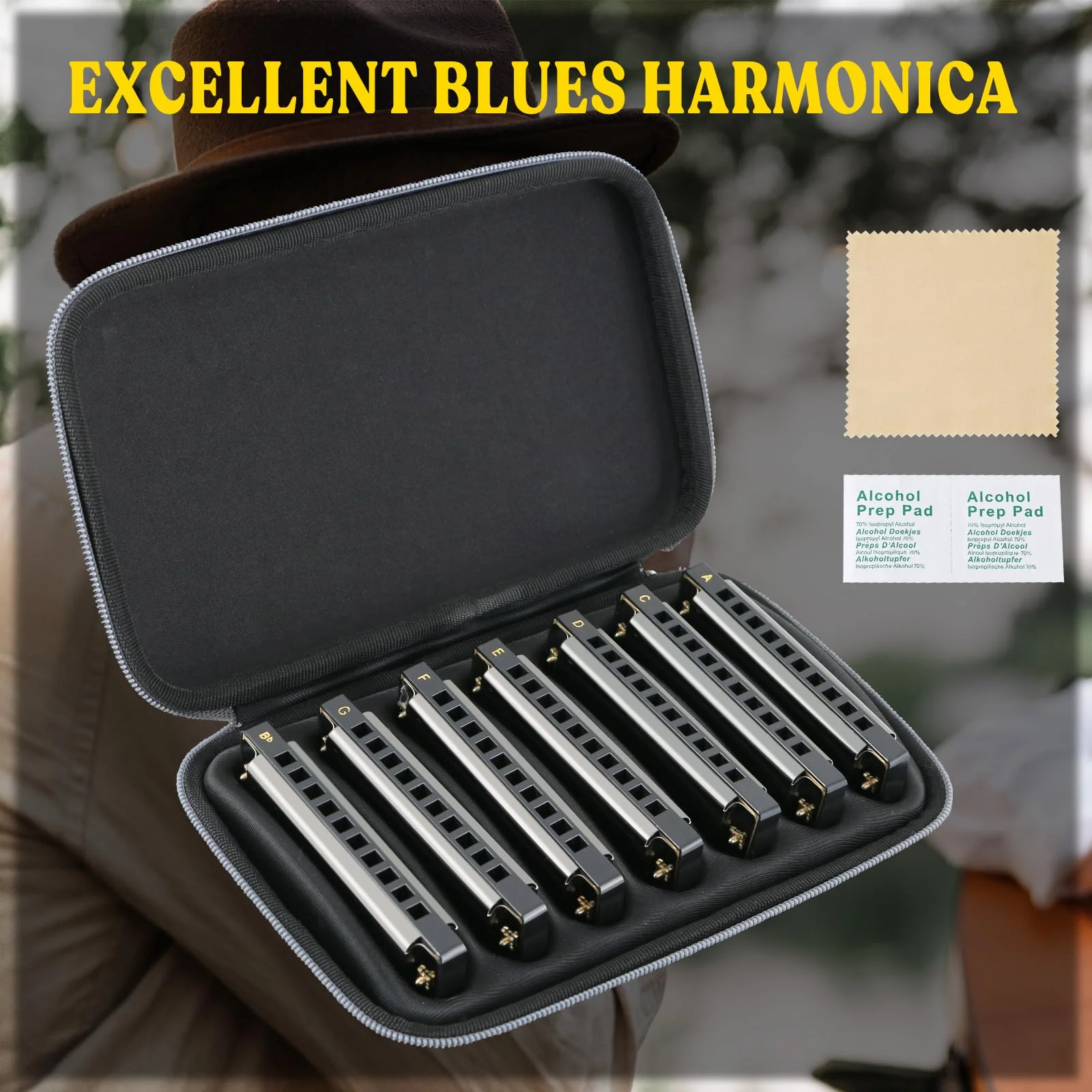 EASTROCK Harmonica Set of 7, 10 Holes Blues Harp Mouth Organ Harmonica Set with 7 keys, C D E F G A Bb Key, Diatonic Harmonica for Professional Player, Beginner, Students gifts, Adult, Friends, Gift 7key-bk - Image 5