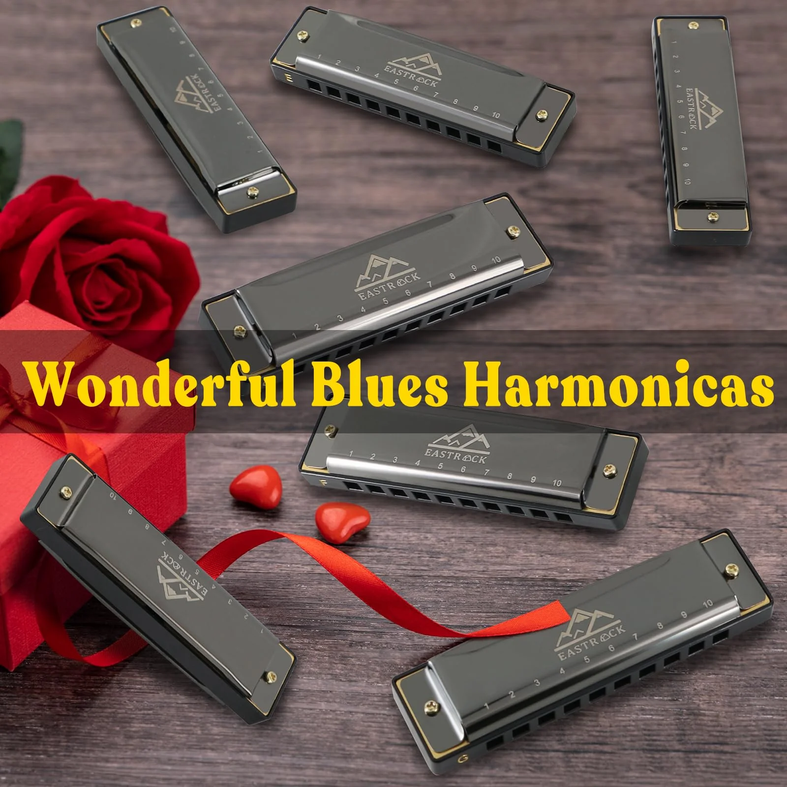 EASTROCK Harmonica Set of 7, 10 Holes Blues Harp Mouth Organ Harmonica Set with 7 keys, C D E F G A Bb Key, Diatonic Harmonica for Professional Player, Beginner, Students gifts, Adult, Friends, Gift 7key-bk - Image 6