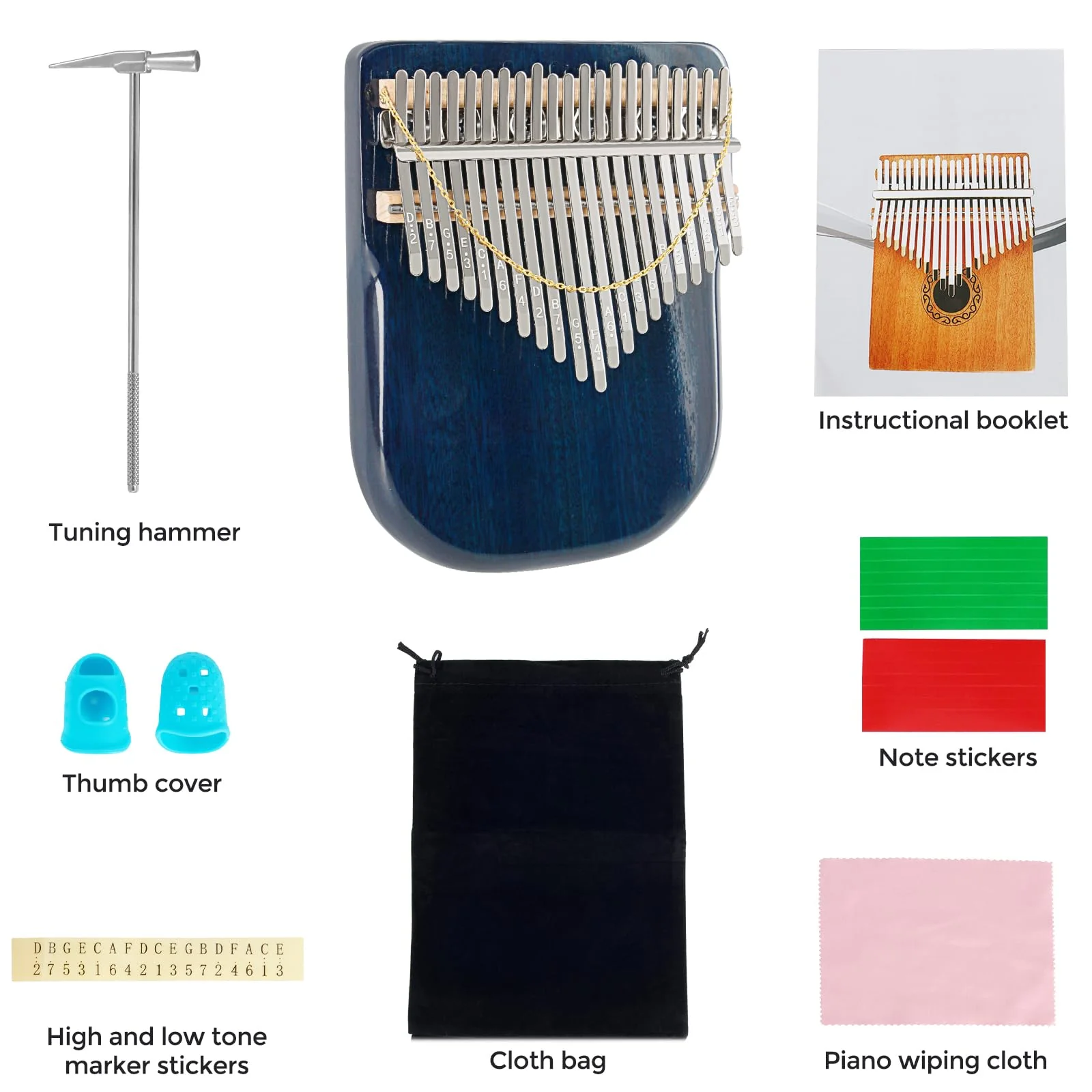 EASTROCK Karimba Thumb Piano 21 key Sapele solid wood Flat-board Portable Mbira Finger Piano with Study Instruction and Tune Hammer Wood Kalimba Gift for Adults Beginners Professiona - Image 2