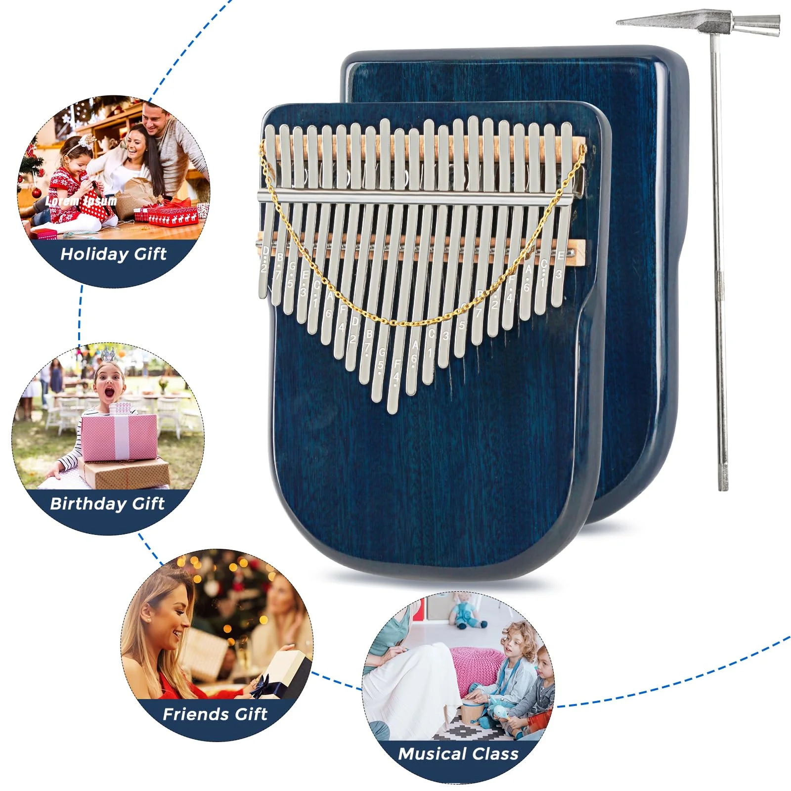 EASTROCK Karimba Thumb Piano 21 key Sapele solid wood Flat-board Portable Mbira Finger Piano with Study Instruction and Tune Hammer Wood Kalimba Gift for Adults Beginners Professiona - Image 6