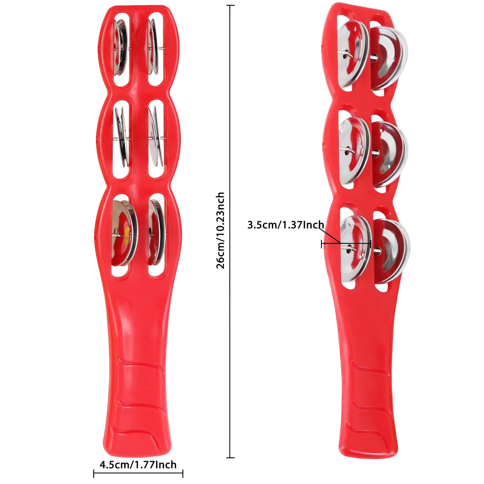 EASTROCK Plastic Jingle Stick Jingle Bells Latin Percussion Musical Instrument Tambourine Stick (Red Green Yellow and Blue) 4PCS 4 PCS Red,Blue,Green,Yellow - Image 2