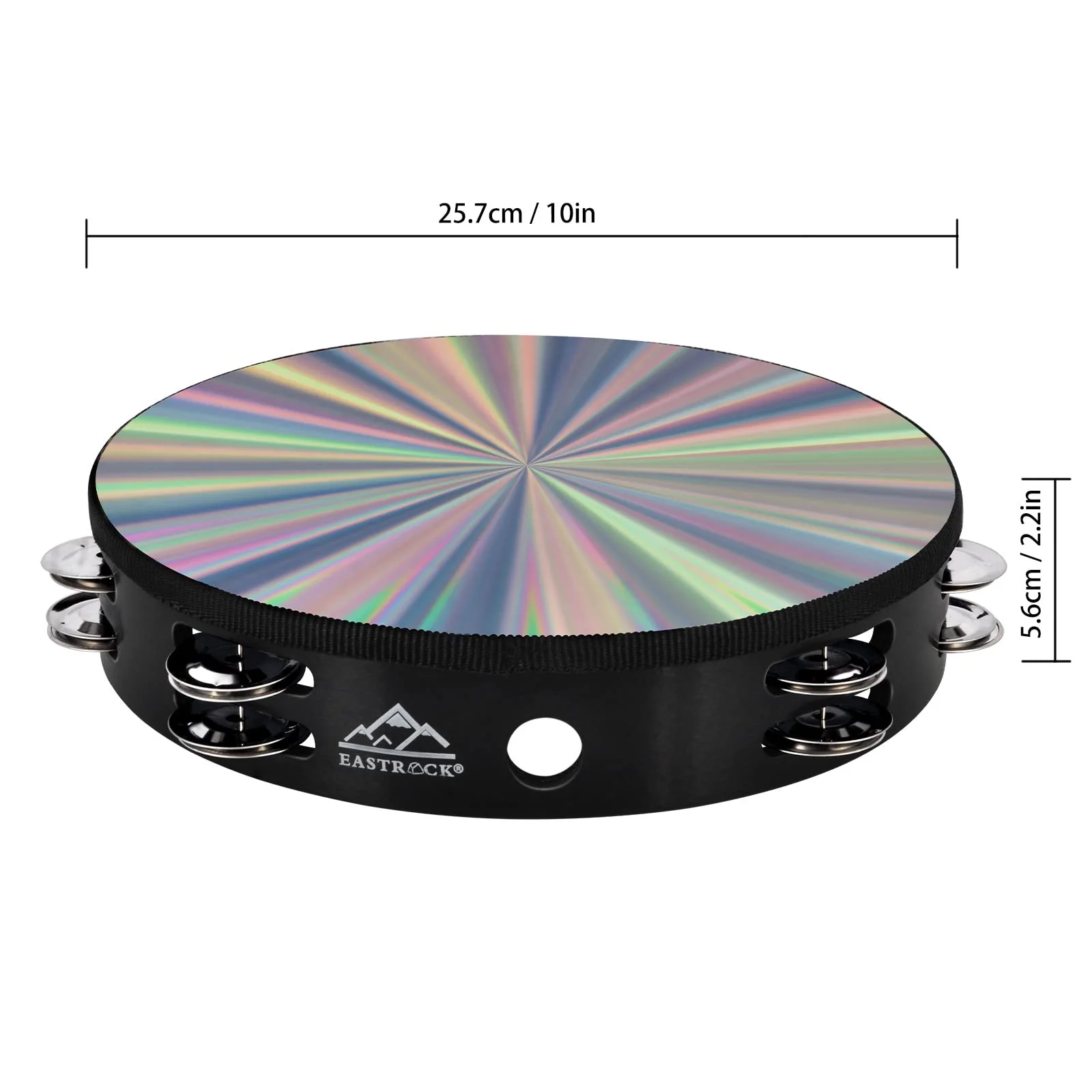 EASTROCK Radiant Tambourine Hand Held Drum 10 Inch Double Row Jingles Reflective Tambourine Musical Instrument for Adults Church KTV Party (2 Packs) 10 inch (2 Pack) - Image 2