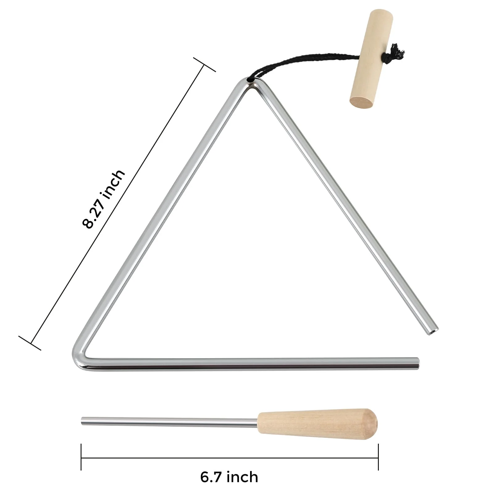 EASTROCK Triangle Instrument, Rhythm Steel Triangles Music Instrument Hand Percussion Triangles with Striker (8 Inch) 8 INCH - Image 2