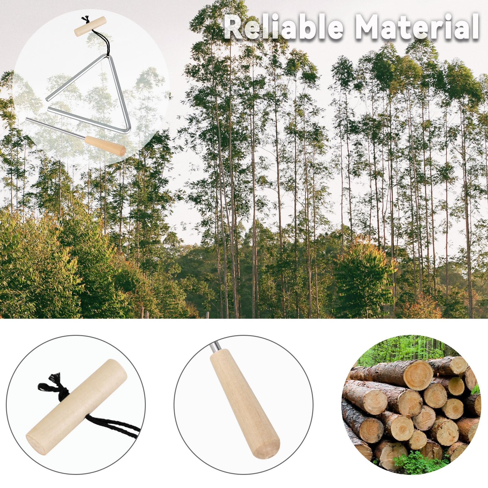 EASTROCK Triangle Instrument, Rhythm Steel Triangles Music Instrument Hand Percussion Triangles with Striker (8 Inch) 8 INCH - Image 3