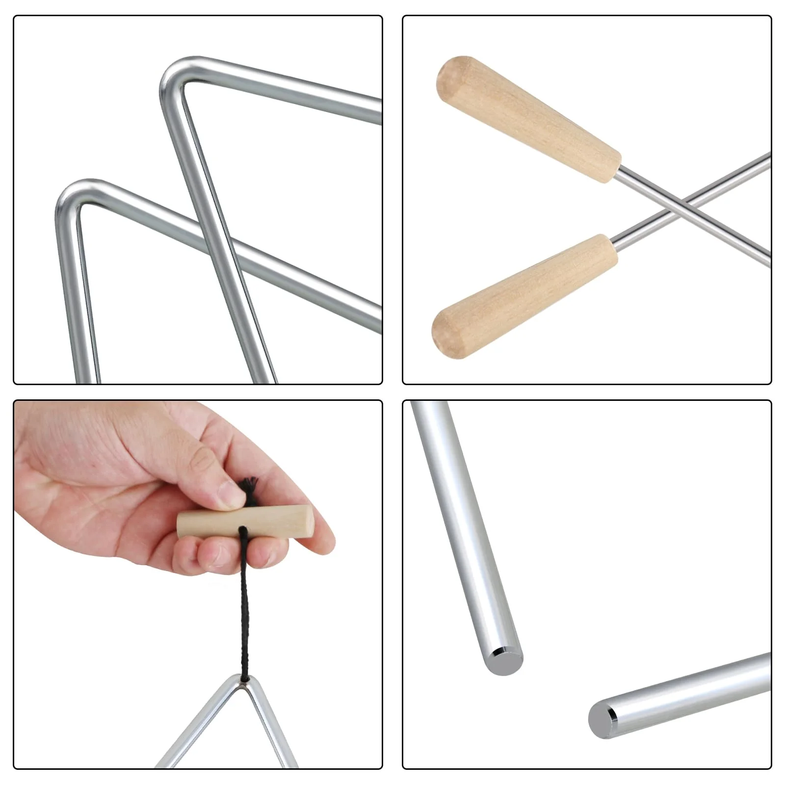EASTROCK Triangle Instrument, Rhythm Steel Triangles Music Instrument Hand Percussion Triangles with Striker (8 Inch) 8 INCH - Image 5
