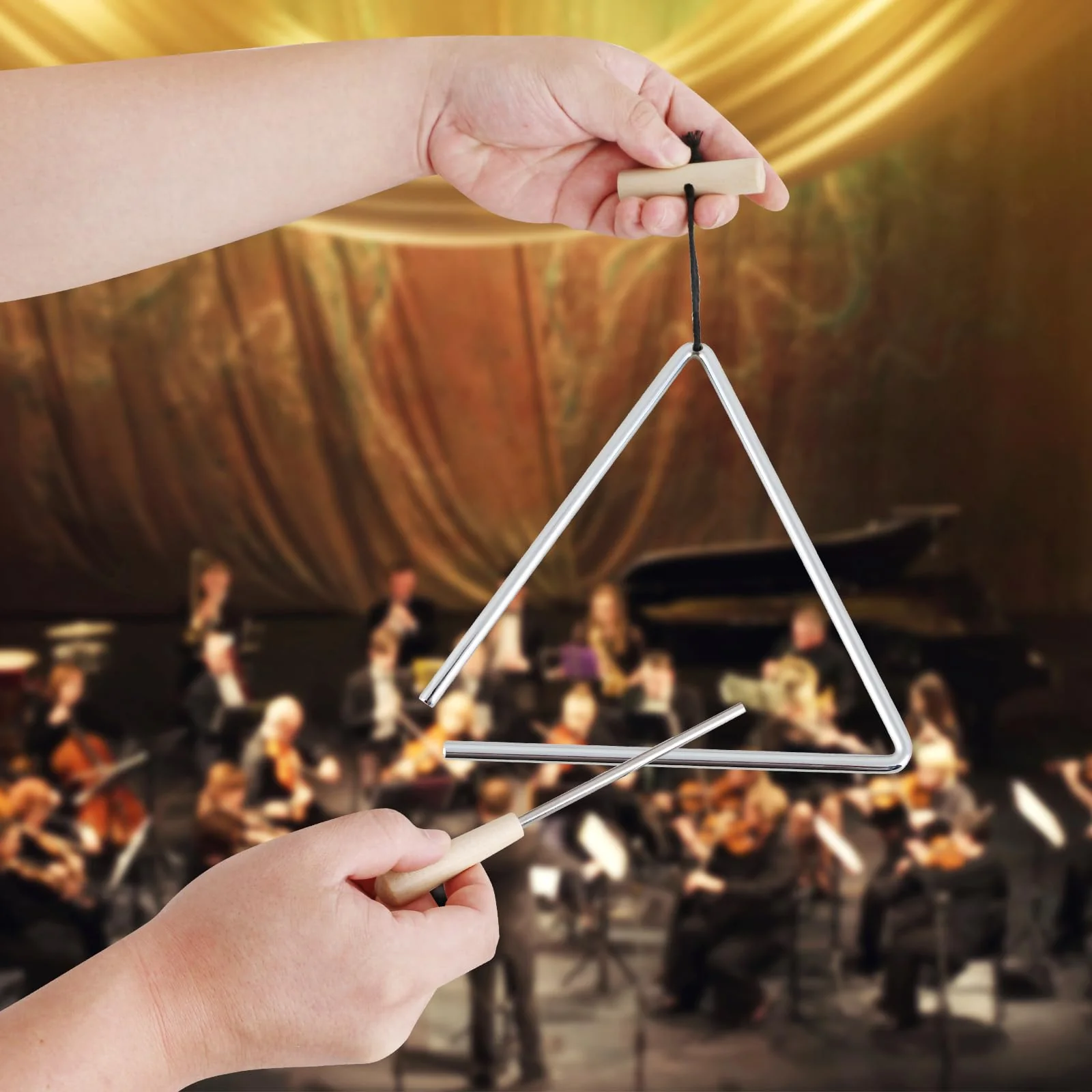 EASTROCK Triangle Instrument, Rhythm Steel Triangles Music Instrument Hand Percussion Triangles with Striker (8 Inch) 8 INCH - Image 7