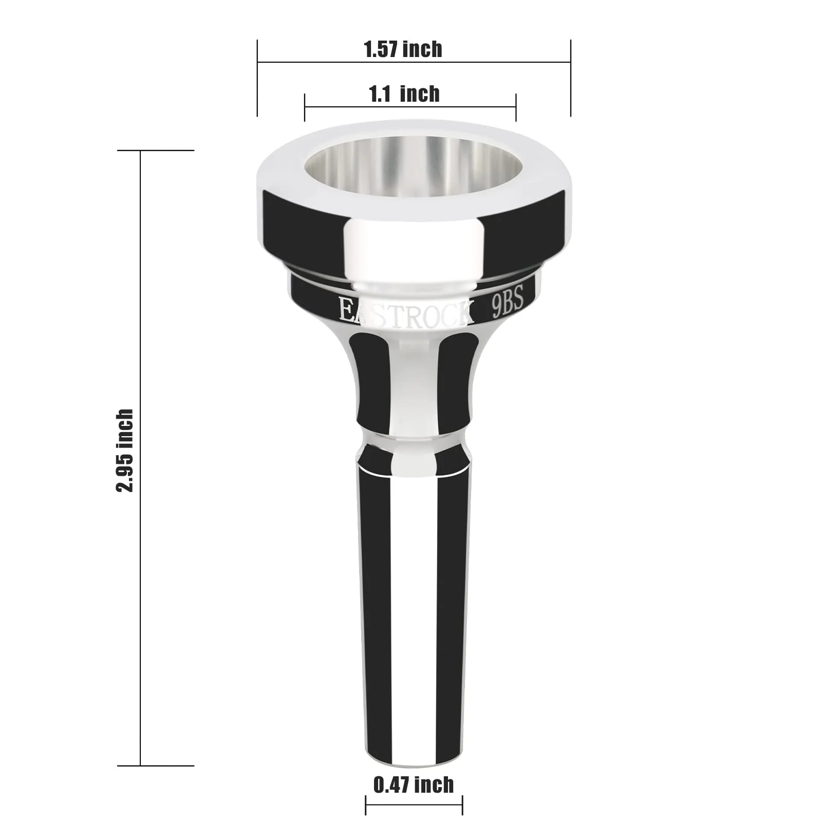 EASTROCK Trombone Mouthpiece,Silver Plated Trombone Mouthpiece Small Shank 9BS, Trombone Instrument Accessories Vacuum Packed JDTM-9BS - Image 2
