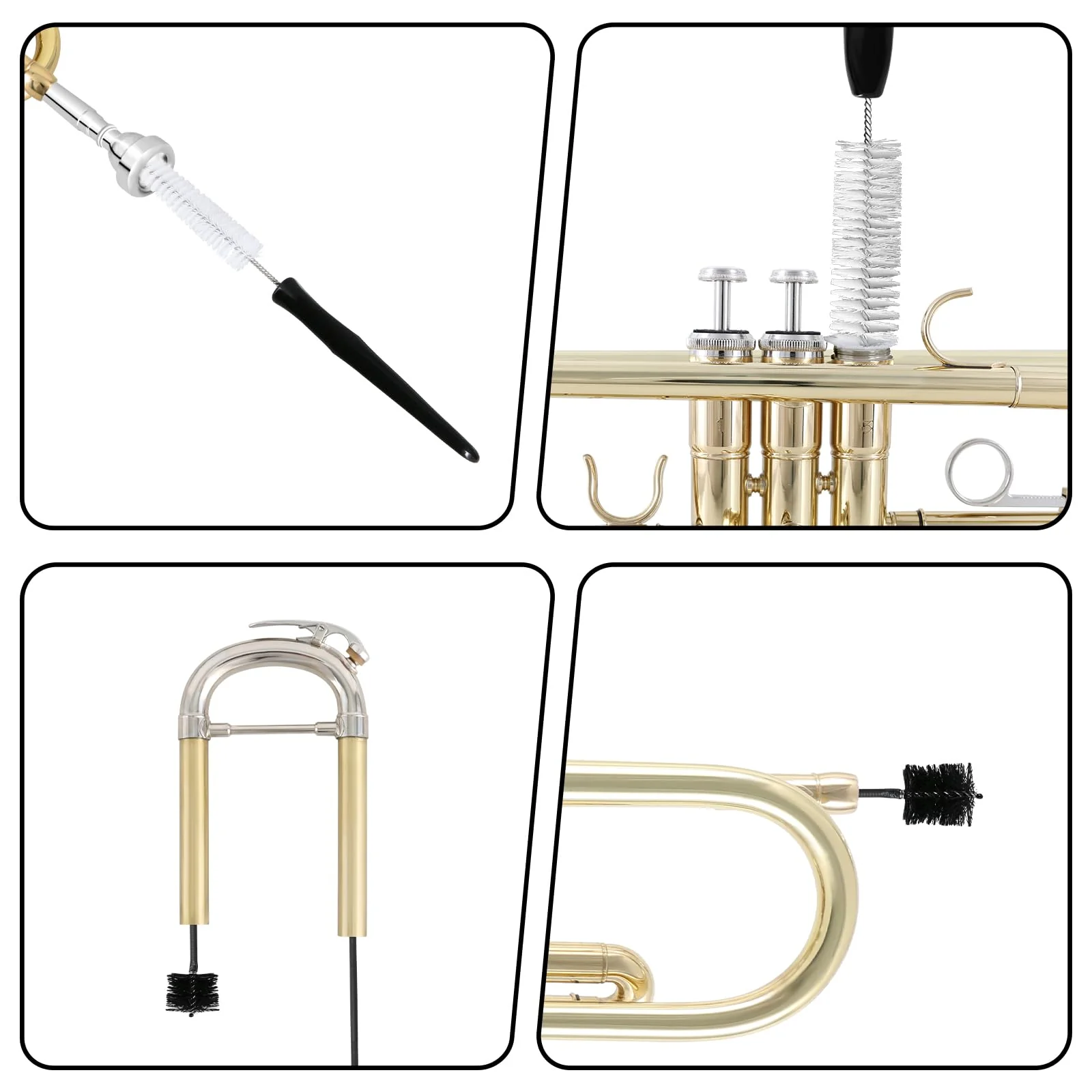 EASTROCK Trumpet Cleaning Kit,Trumpet Care Kit 6PCS,Valve Oil, Slide Grease,Cleaning Cloth,Valve Brush,Mouthpiece Brush and Flexible Snake Brush - Image 4