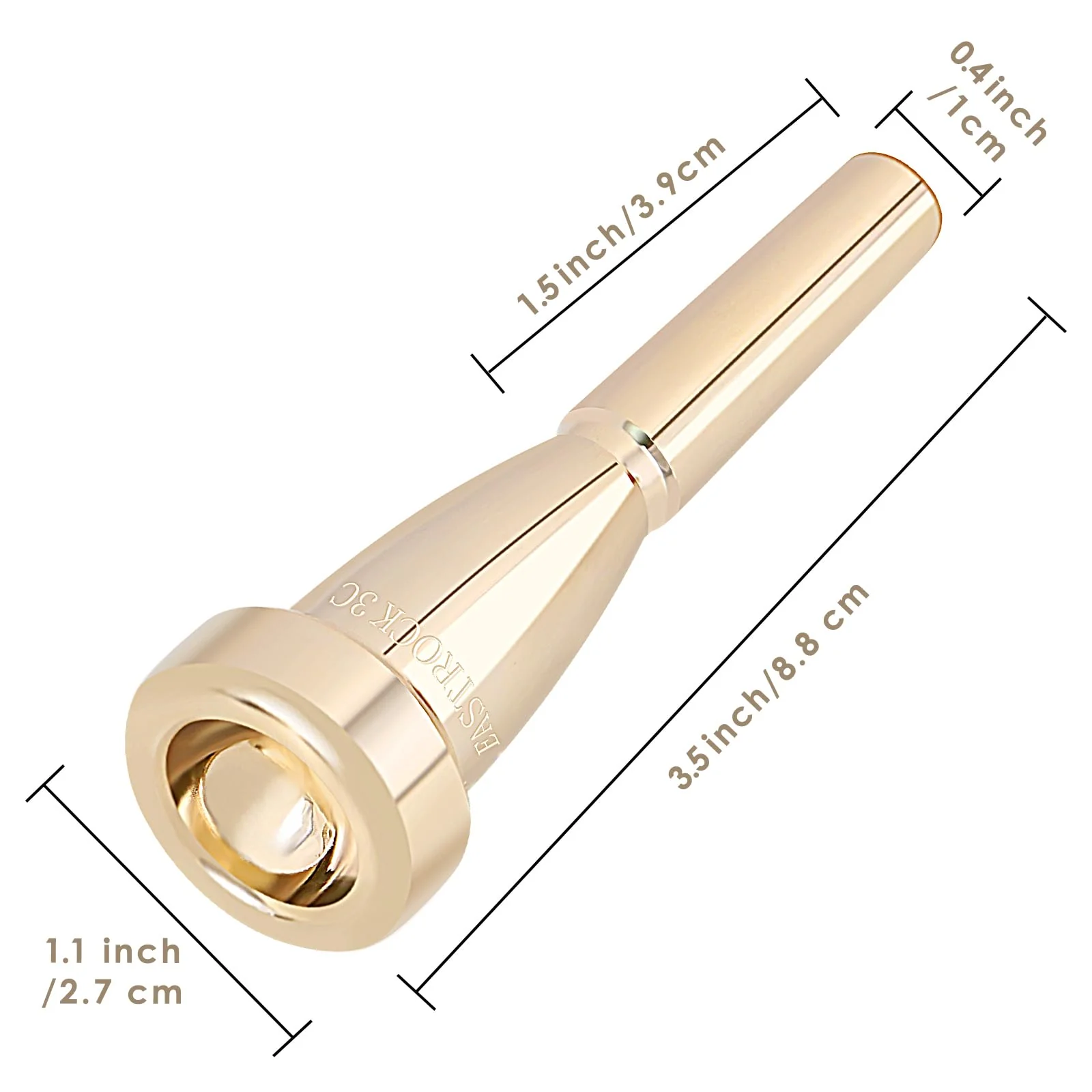 EASTROCK Trumpet Mouthpiece 3C Gold Plated Bullet Shape Vaccum Package 3C-Z - Image 2