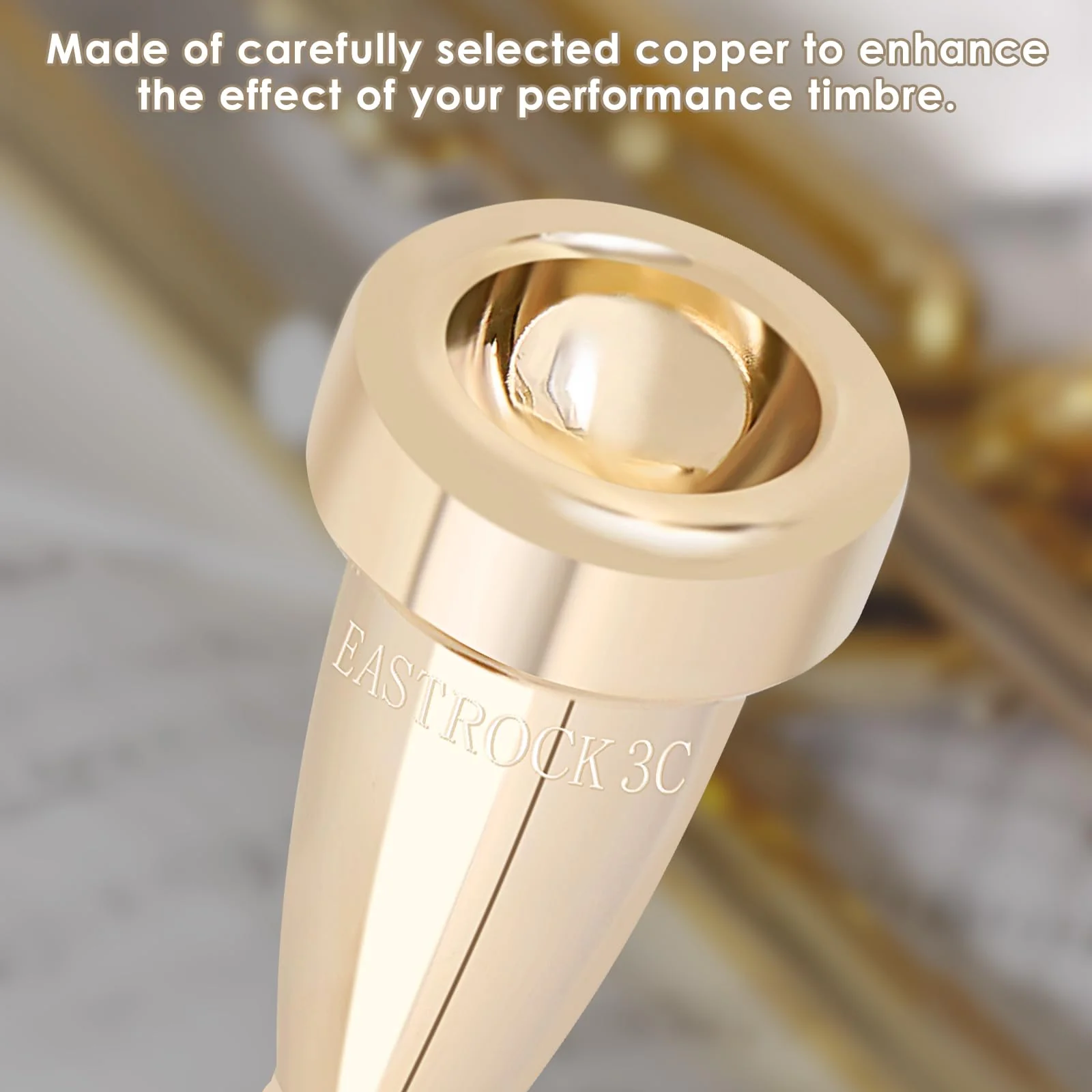 EASTROCK Trumpet Mouthpiece 3C Gold Plated Bullet Shape Vaccum Package 3C-Z - Image 4