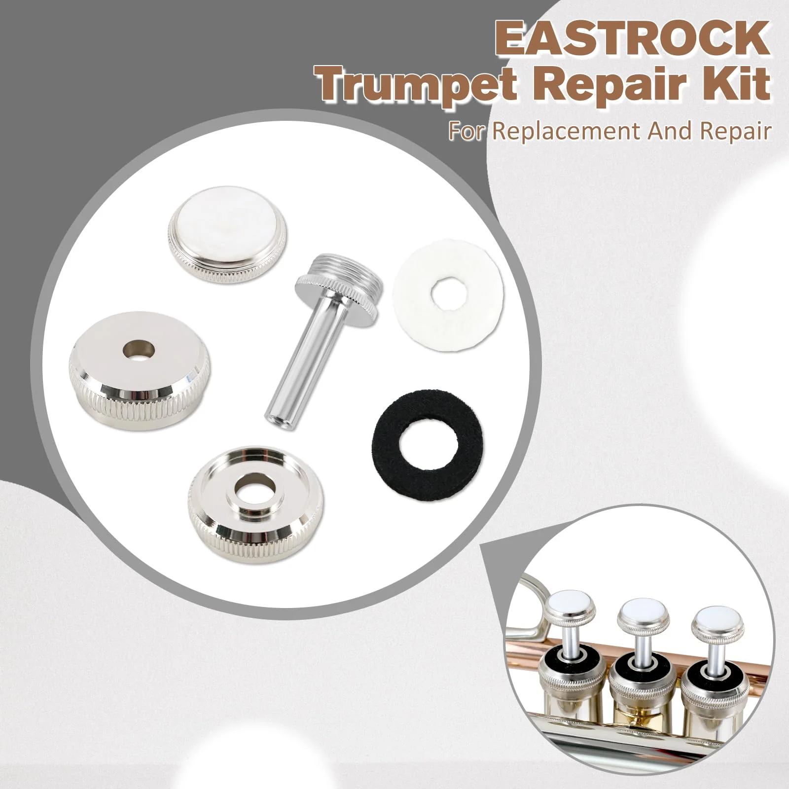EASTROCK Trumpet Repair Kit Trumpet Finger Buttons Trumpet Parts 1Set Trumpet Piston Repair Tool - Image 6