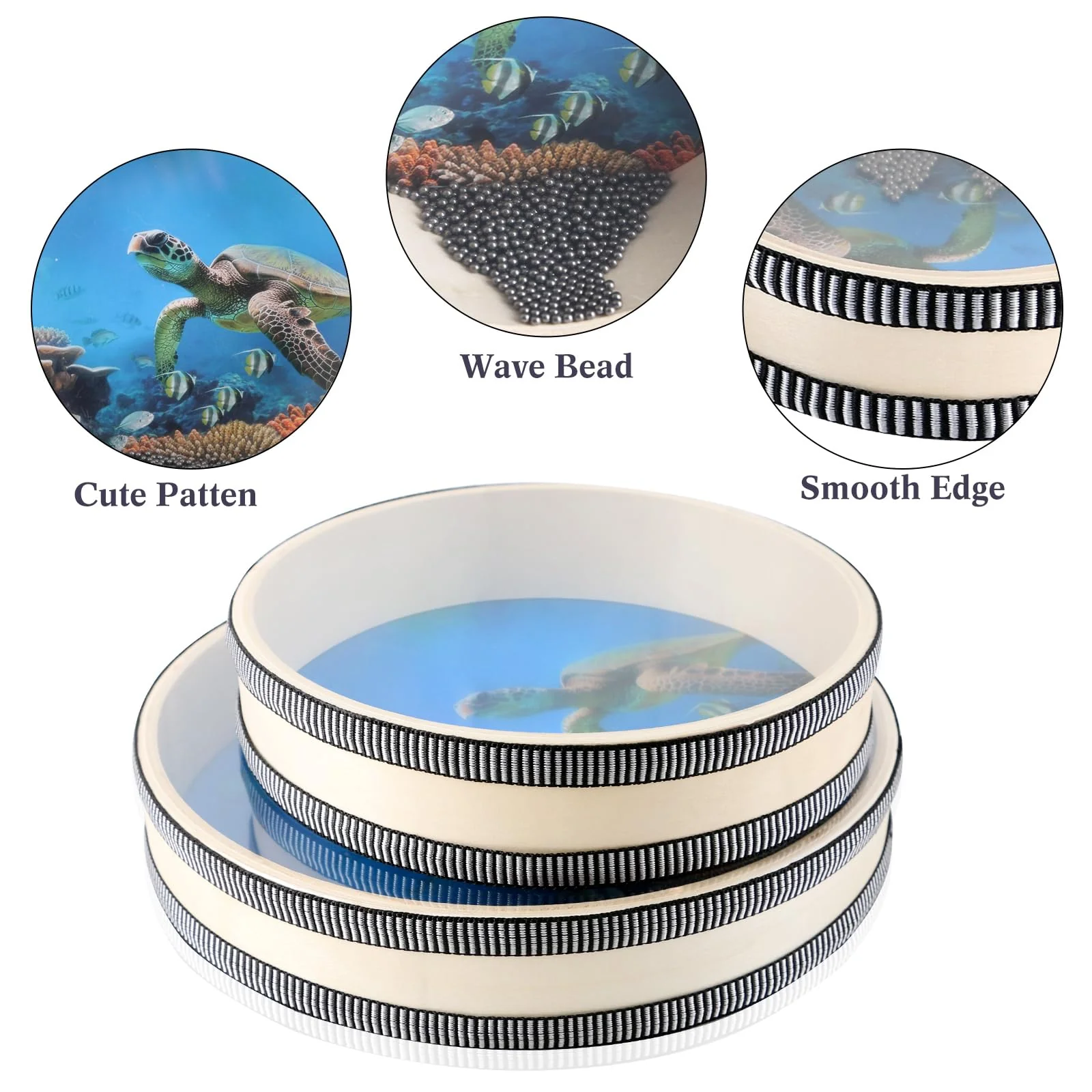 EASTROCK Wave Bead Ocean Drum Sea Sound Drum with Hardwood Shell Sound Healing Instruments Natural Color Musical Instrument Ocean Percussion for Meditation & Relaxation (8 inch + 10 inch) 8+10 inch - Image 3