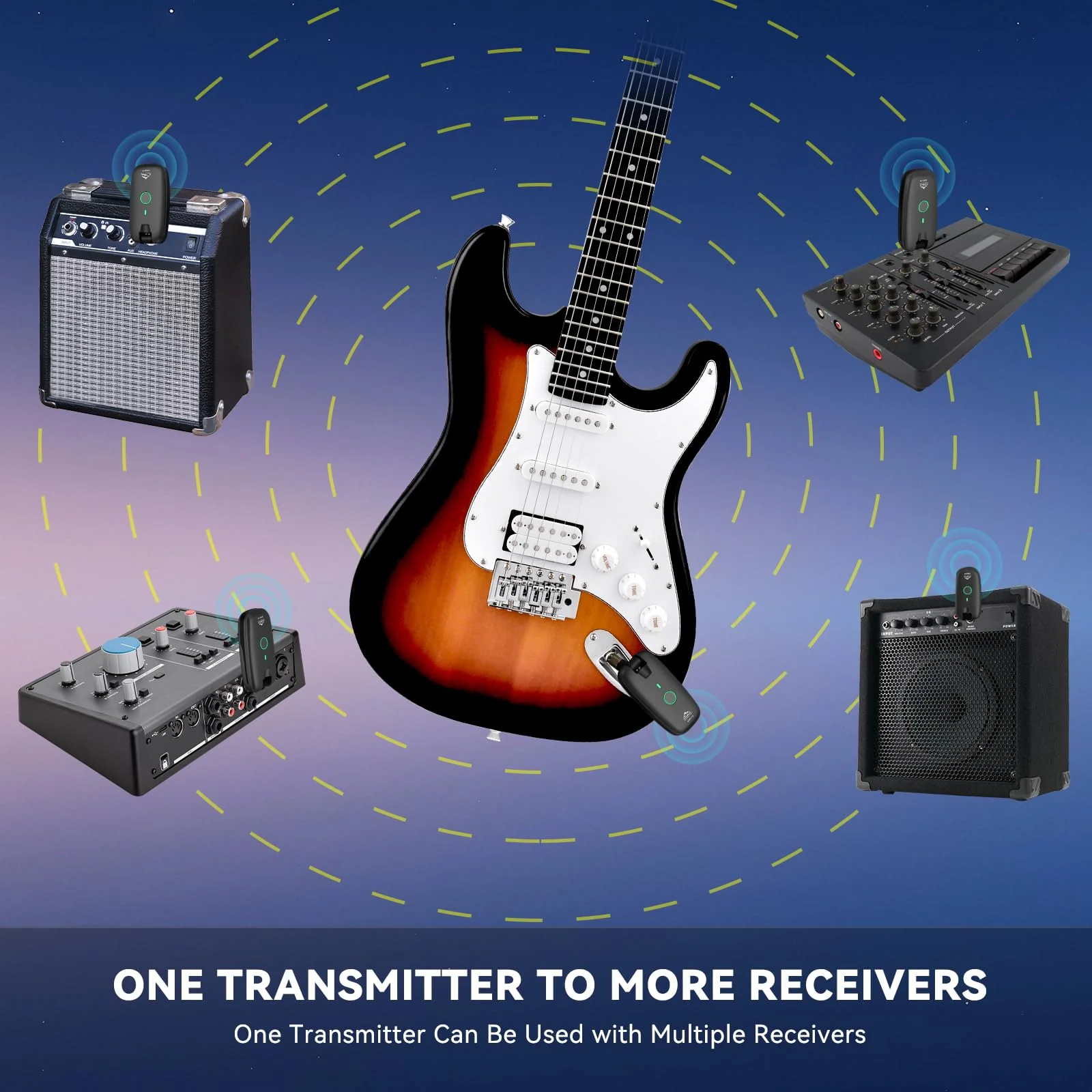 EASTROCK Wireless Guitar System – Black, UHF 7-Channel Rechargeable Transmitter & Receiver, 6H Battery, 1/4” & 1/8” Plug for Guitar & Bass - Image 6