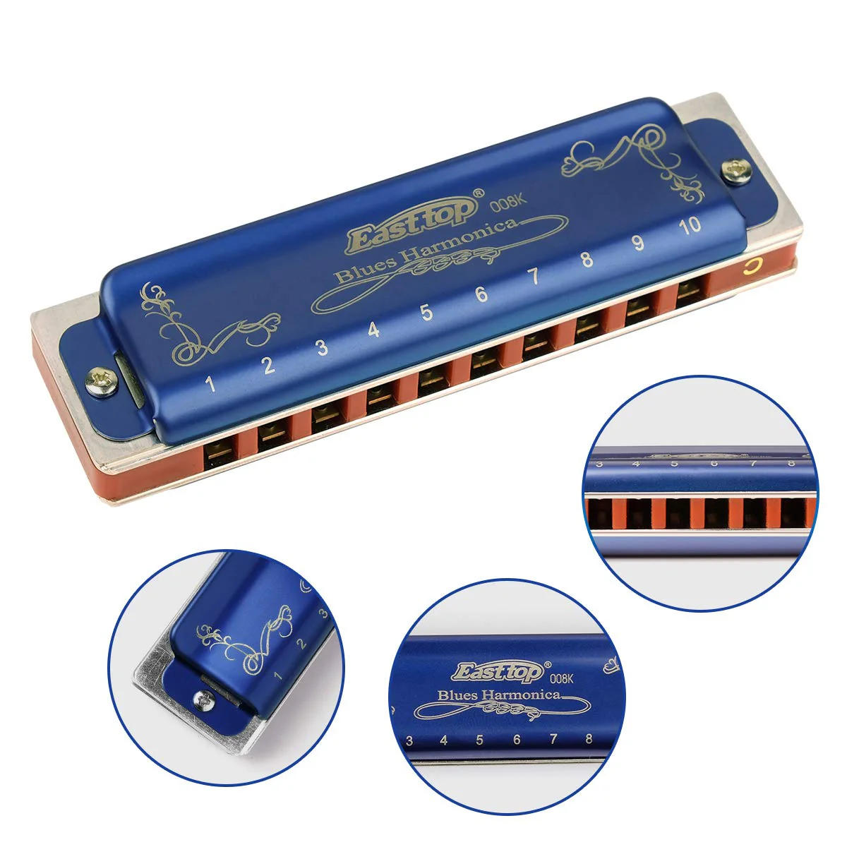 Easttop Professional Harmonica Blues Key of C 10 Hole 20 Tone Heavy Duty with Case & Cleaning Cloth for Professional Player, Beginner, Students, Best Gift - Image 6