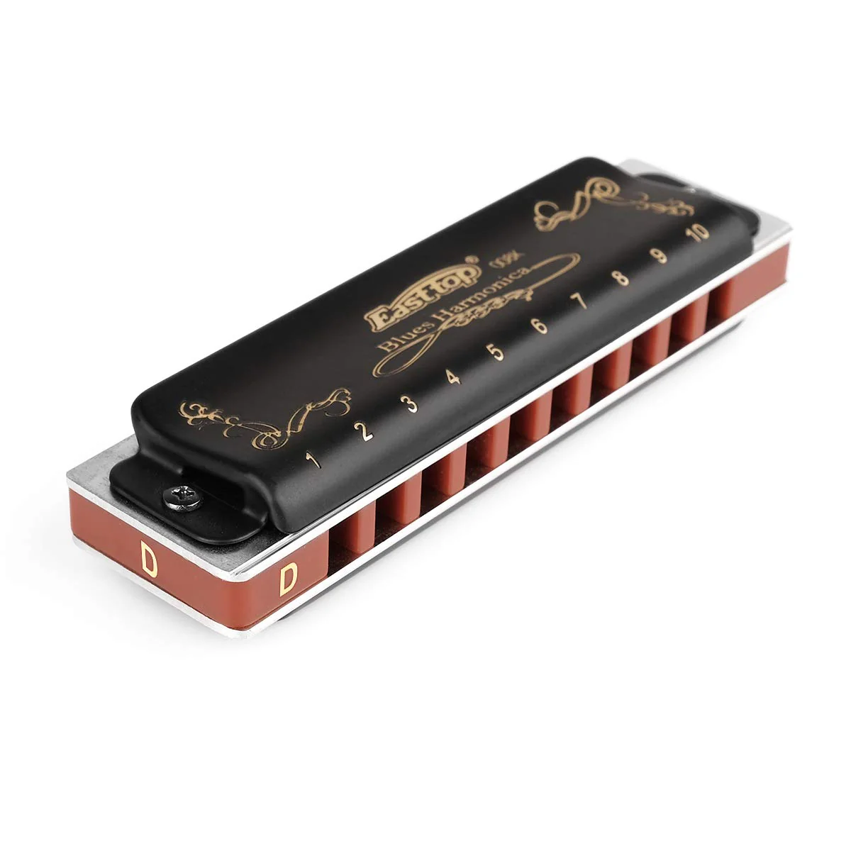 Easttop Professional Harmonica Blues Key of D 10 Hole 20 Tone Heavy Duty with Case & Cleaning Cloth for Professional Player,Beginner,by Eison-East Top,Black,Great Christmas Gift - Image 4
