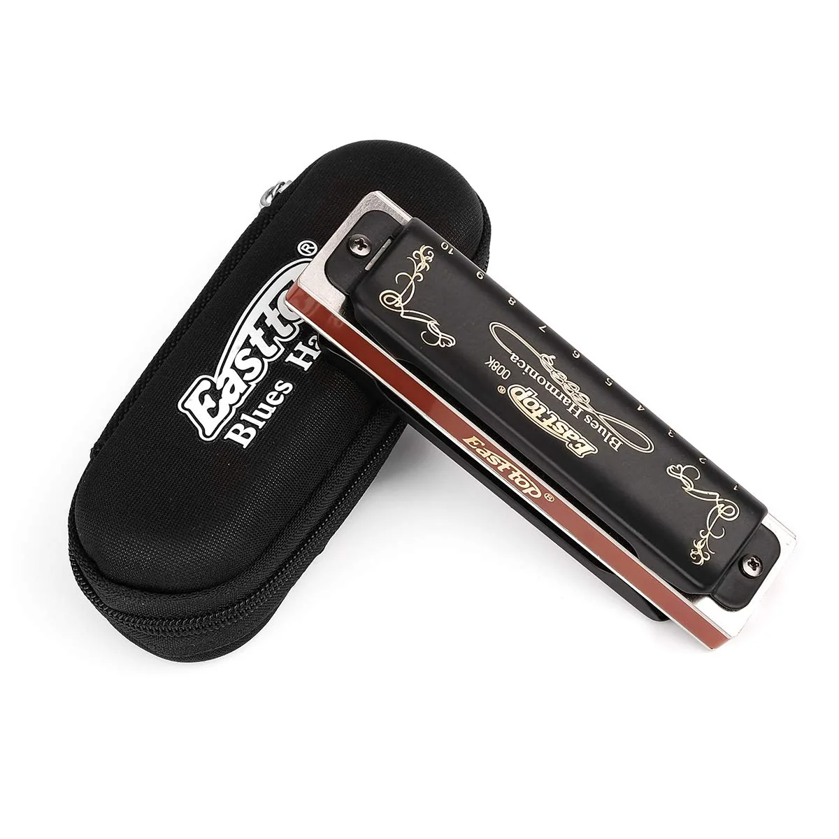 Easttop Professional Harmonica Blues Key of D 10 Hole 20 Tone Heavy Duty with Case & Cleaning Cloth for Professional Player,Beginner,by Eison-East Top,Black,Great Christmas Gift - Image 5