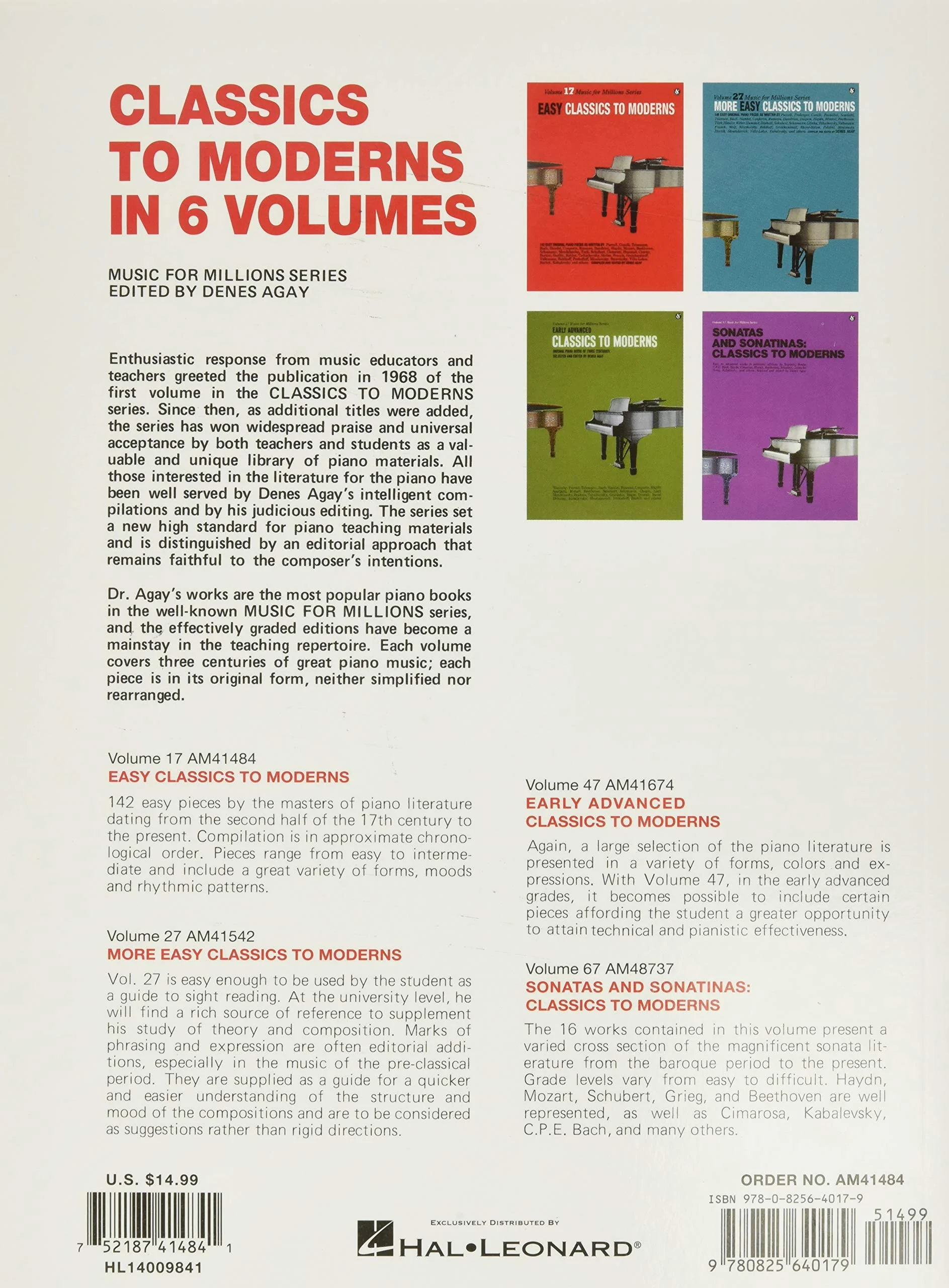 Easy Classics to Moderns (Music for Millions, Vol. 17) - Image 2