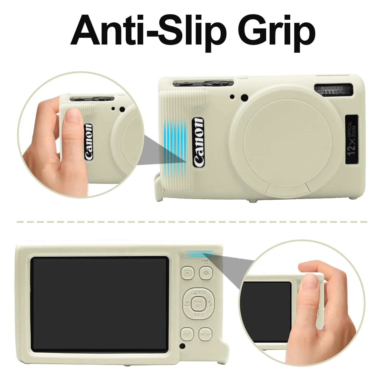Easy Hood Case for Canon PowerShot IXY 650/ELPH 360 Camera, Soft Silicone Camera Cover with Removable Lens Cap, Slim Fit Anti-Scratch Carrying Protective Case Camera Body Skin Sleeve(Beige) Beige - Image 4