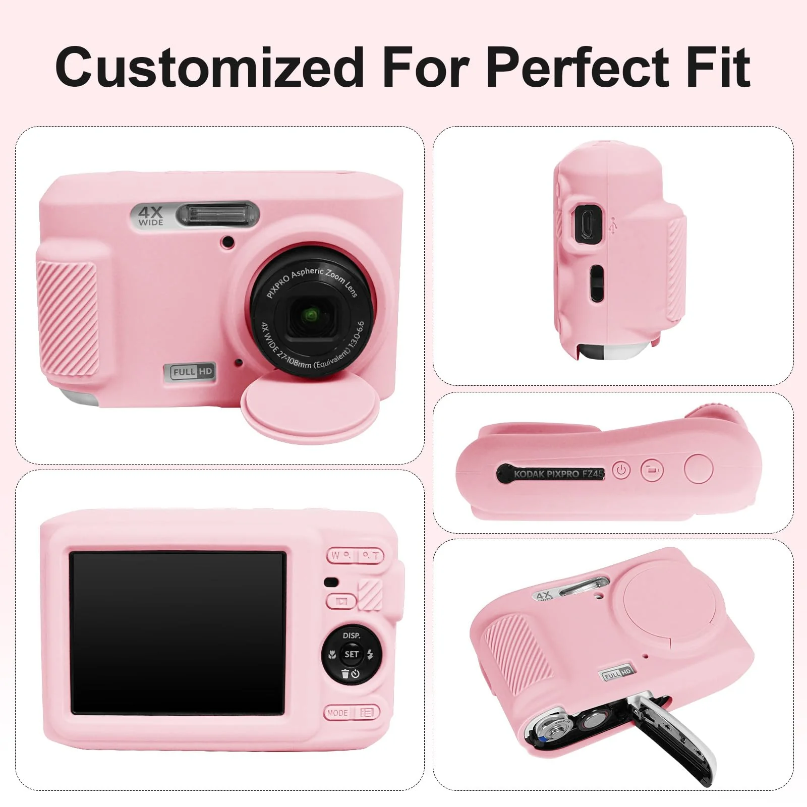 Easy Hood Case for Kodak PIXPRO FZ45, Soft Silicone Camera Case with Removable Lens Cover, Lightweight Protective Cover Sleeve, Custom Fit FZ45 Camera (Pink) Pink - Image 7