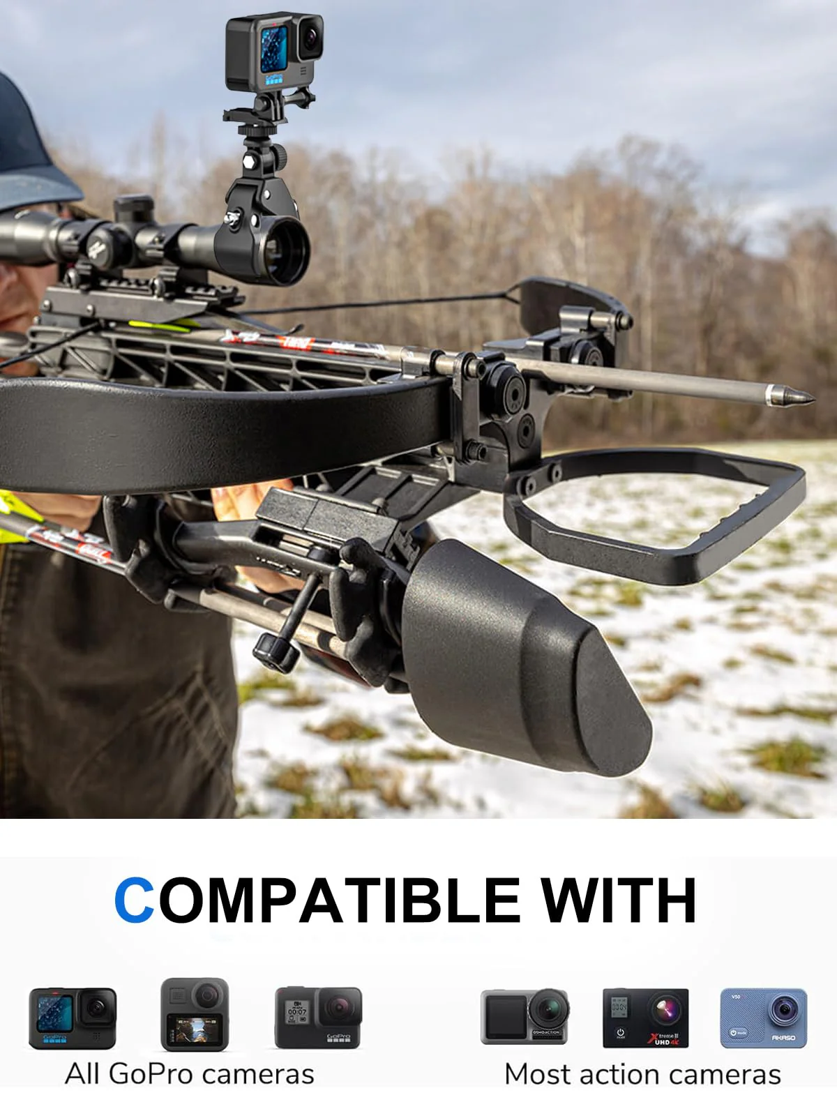 Easy Installation Adjustable Crossbow Gun Scope Camera Clamp Mount with 1/4 Thread for Gopro Hero Session Fixation - Image 5