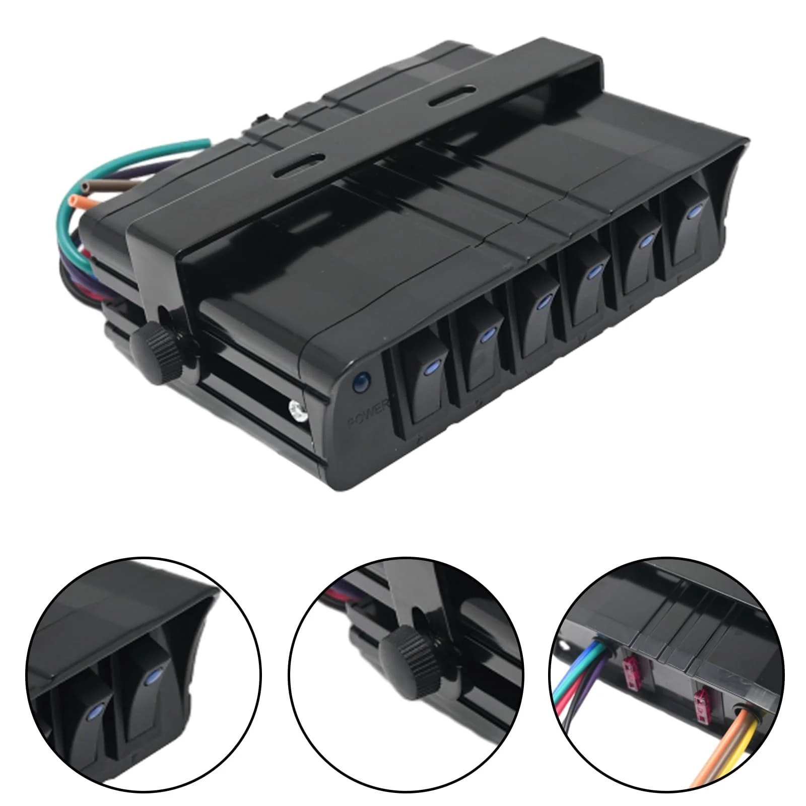 EATAKWARD 6 Gang Switch Box Rocker Switch Panel 12V Rocker Switch Box 40 Amp Max ON/Off Switch Panel Box for Car Truck Auto Boat RVs (12 AWG Wires, 12 Volt DC) - Image 4