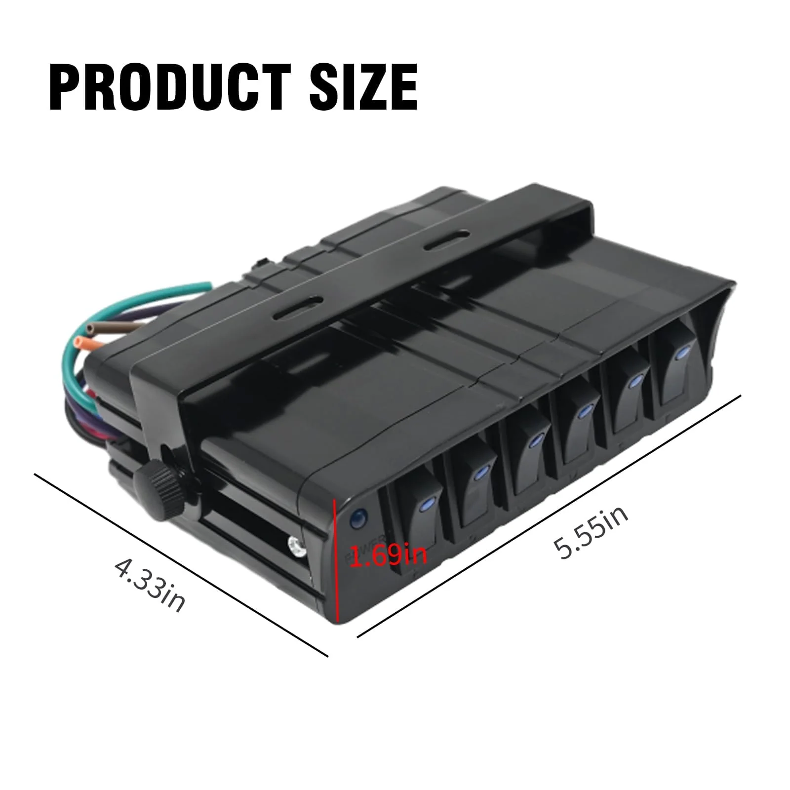 EATAKWARD 6 Gang Switch Box Rocker Switch Panel 12V Rocker Switch Box 40 Amp Max ON/Off Switch Panel Box for Car Truck Auto Boat RVs (12 AWG Wires, 12 Volt DC) - Image 5