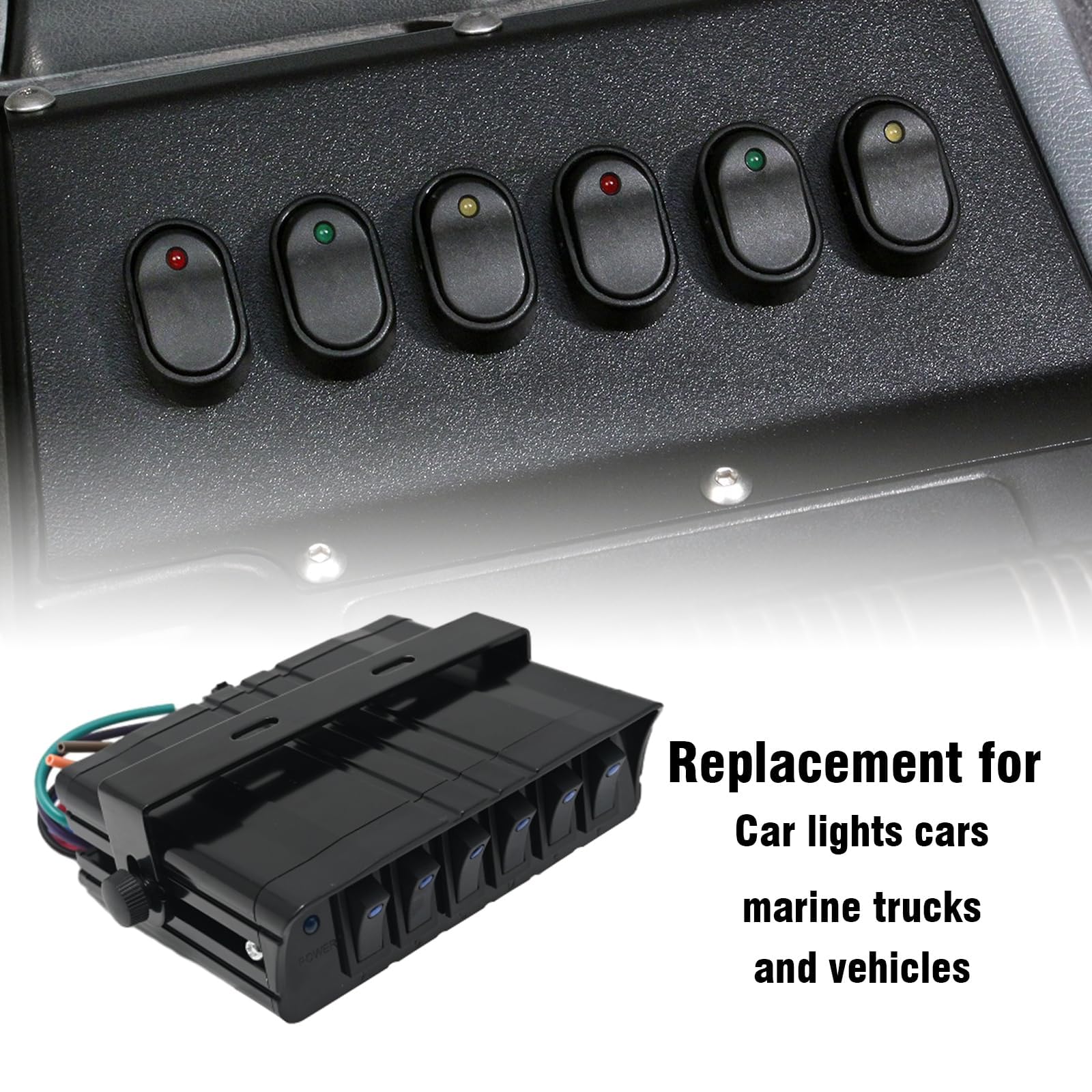 EATAKWARD 6 Gang Switch Box Rocker Switch Panel 12V Rocker Switch Box 40 Amp Max ON/Off Switch Panel Box for Car Truck Auto Boat RVs (12 AWG Wires, 12 Volt DC) - Image 6