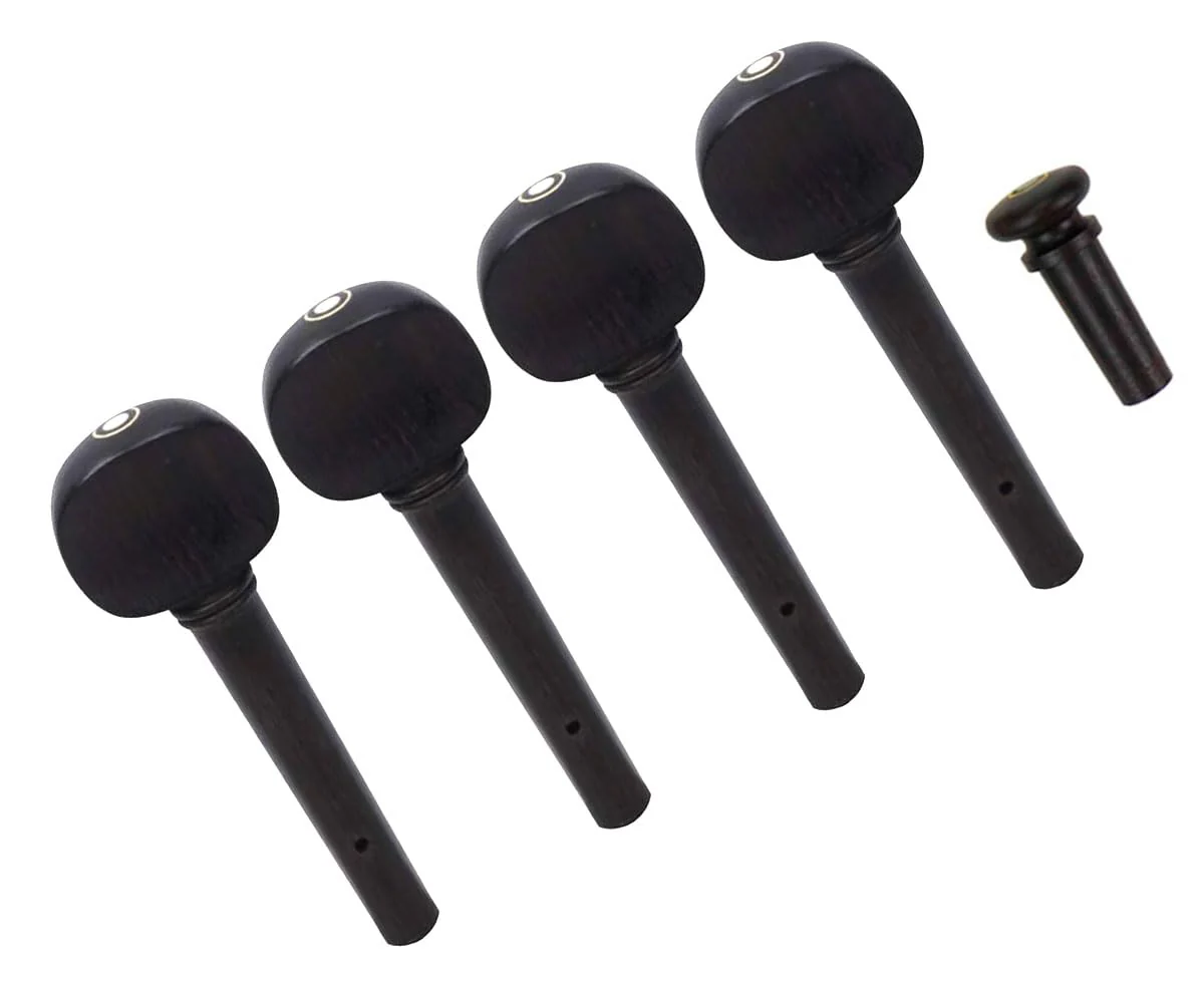 Ebony 5Pieces Violin Tuning Pegs Endpin Set for 4/4 Violin Fiddle Part Replacement - Image 2
