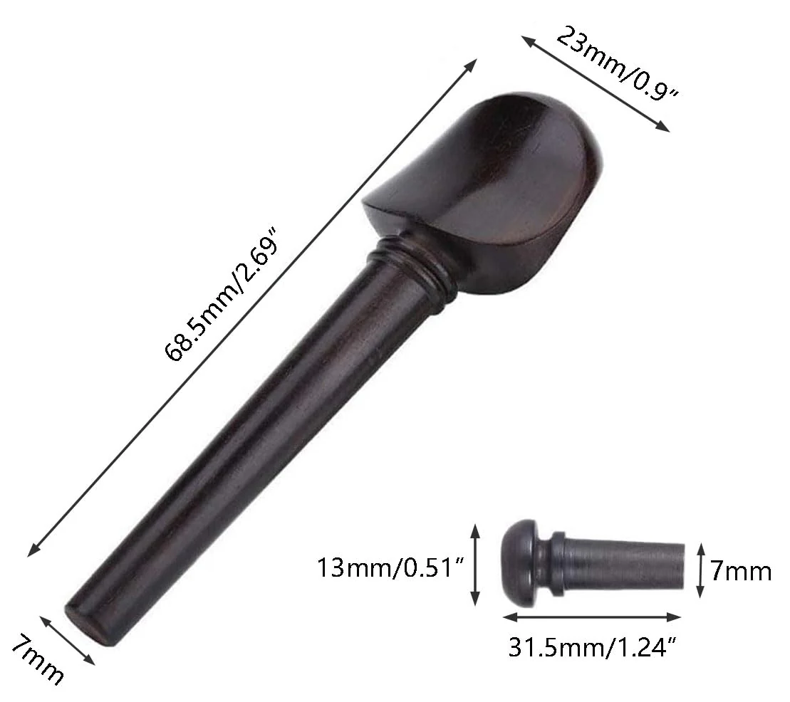Ebony 5Pieces Violin Tuning Pegs Endpin Set for 4/4 Violin Fiddle Part Replacement - Image 4